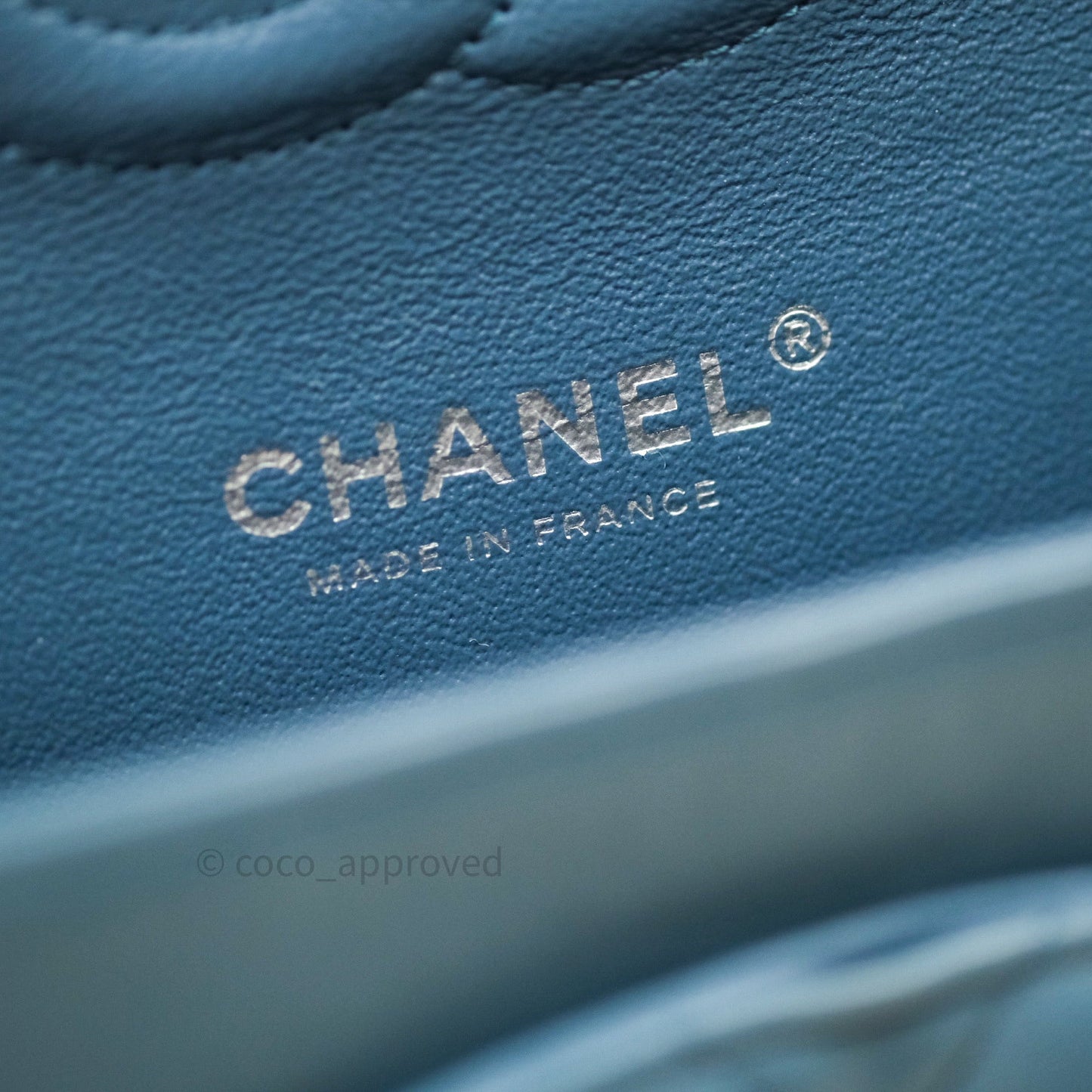 Chanel Classic M/L Lambskin Medium Double Flap Teal Blue Silver Hardware