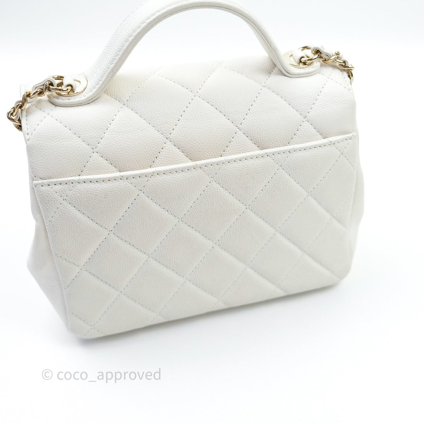 Chanel Quilted Small Business Affinity Flap White Caviar Light Gold Hardware
