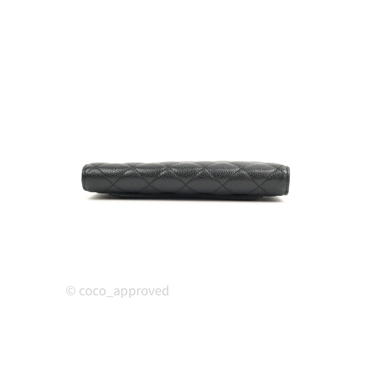 Chanel Quilted Yen Wallet Black Caviar Gold Hardware
