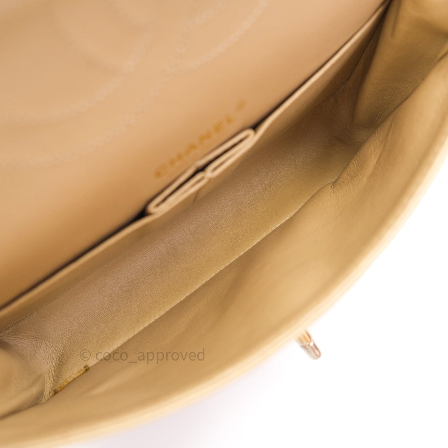 Chanel Vintage Medium Light Beige Calfskin Gold Hardware
