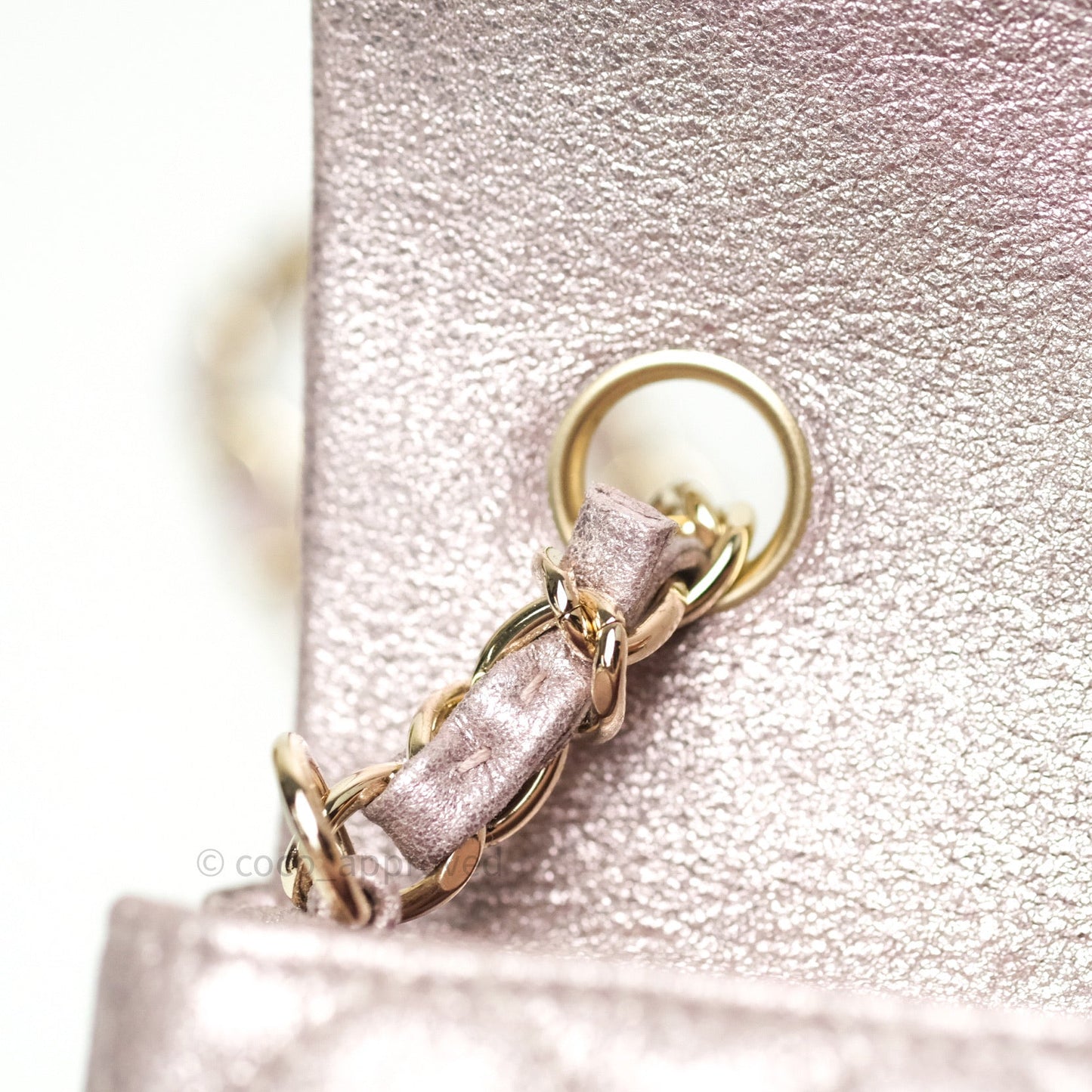 Chanel Metallic Rose Gold Goatskin Quilted Mini Rectangular Flap 14B