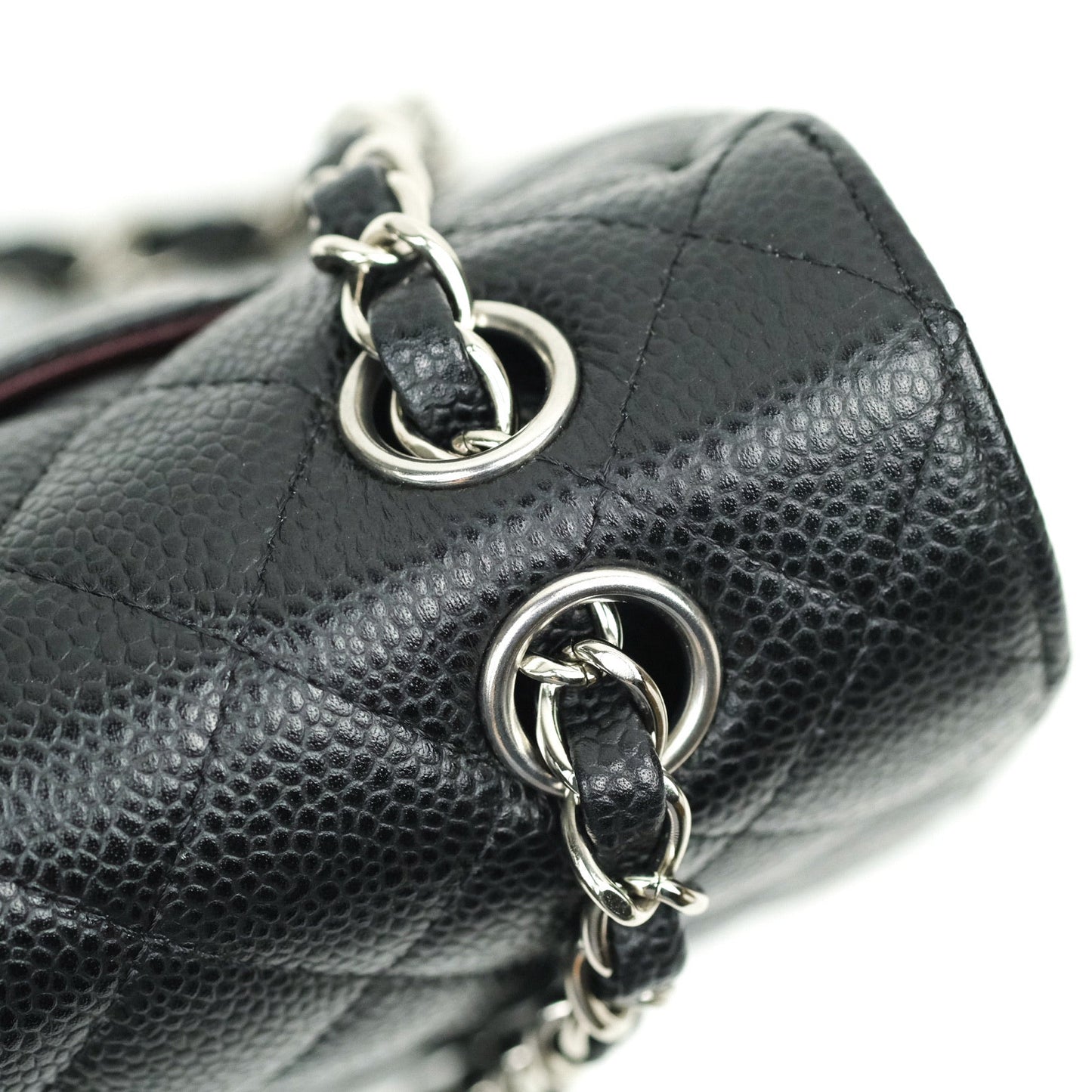 Chanel Quilted M/L Medium Double Flap Bag Black Caviar Silver Hardware