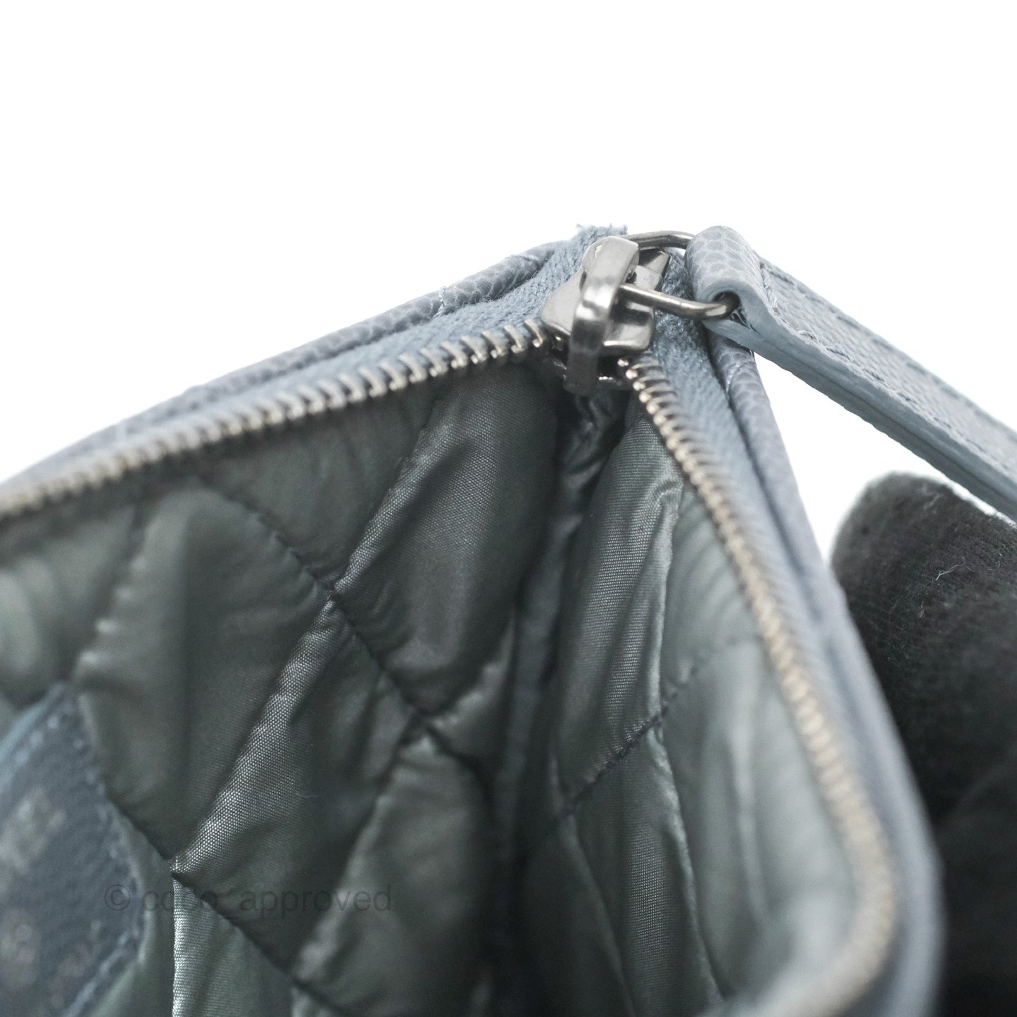 Chanel Quilted Mini O Case Dark Grey Blue Caviar Ruthenium Hardware