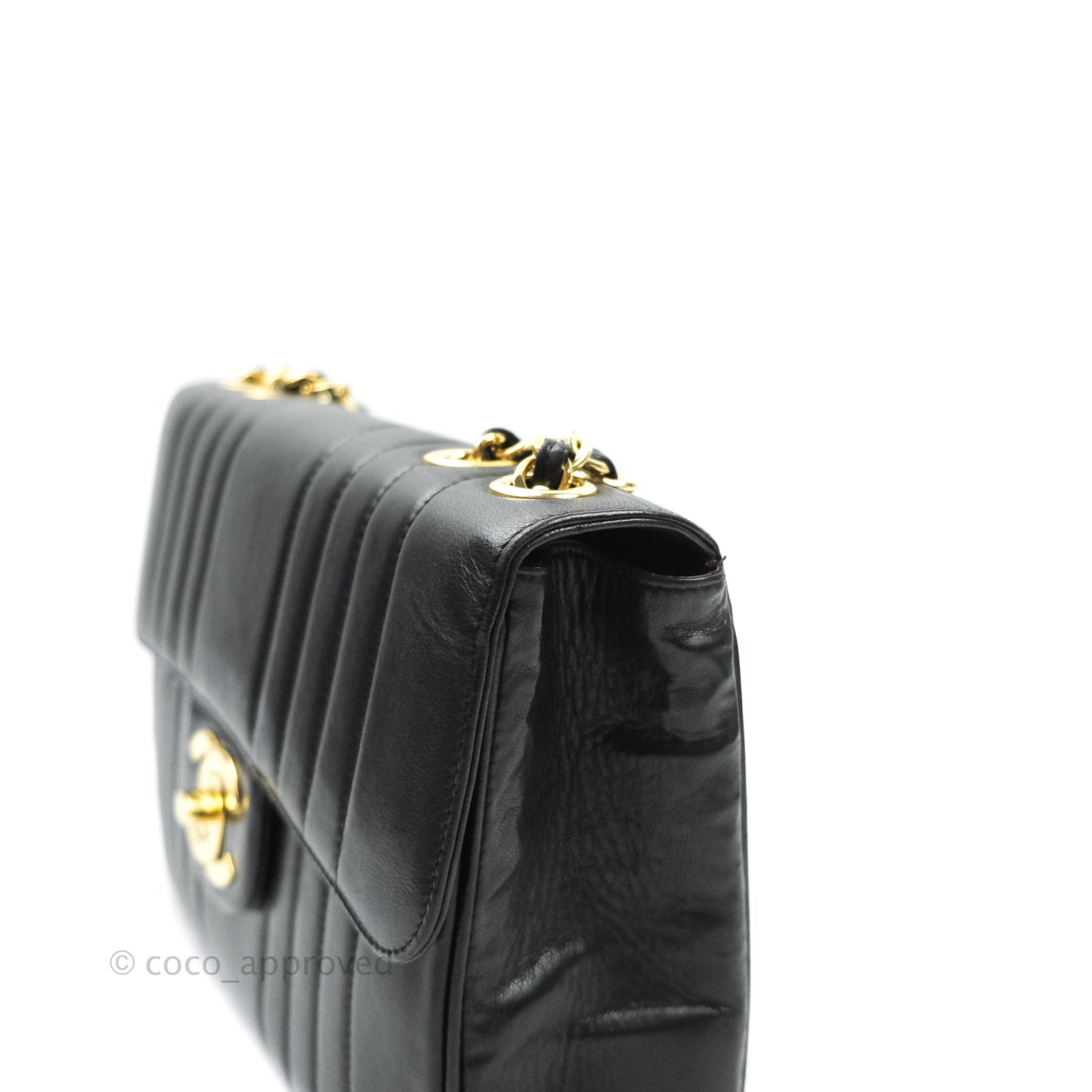Chanel Vintage CC Chain Flap Bag Vertical Quilt Lambskin Maxi Gold Hardware