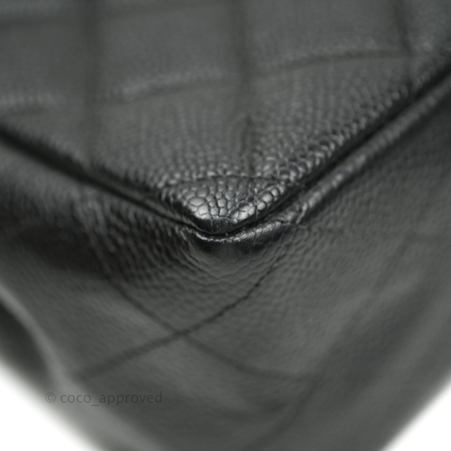 Chanel Classic Vintage Jumbo Single Flap Black Caviar 24K Gold Hardware