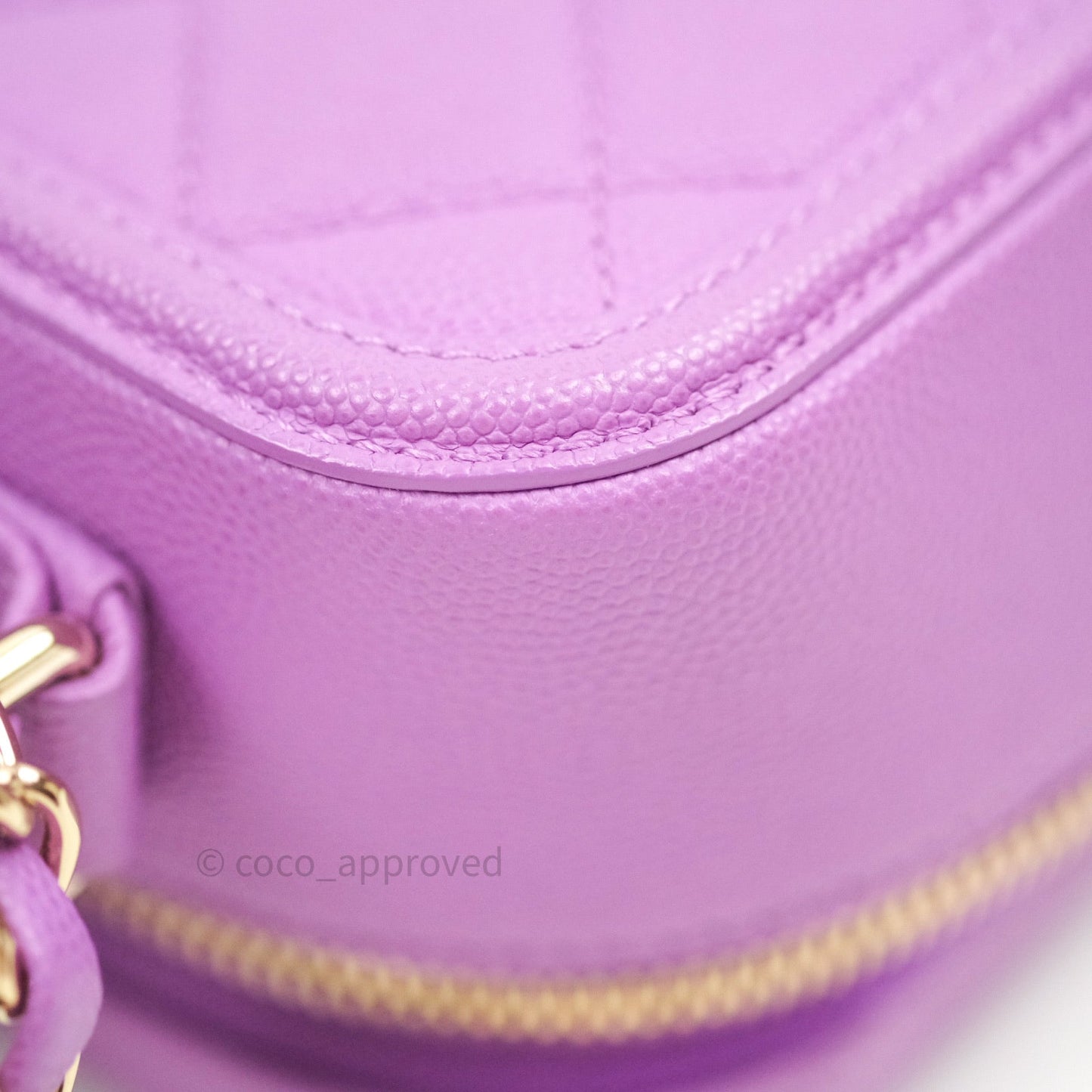 Chanel Quilted Medium CC Filigree Vanity Case Purple Caviar Gold Hardware