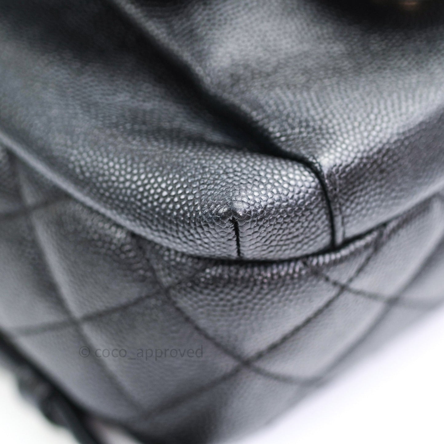 Chanel Quilted Small CC Day Backpack Black Caviar Light Gold Hardware