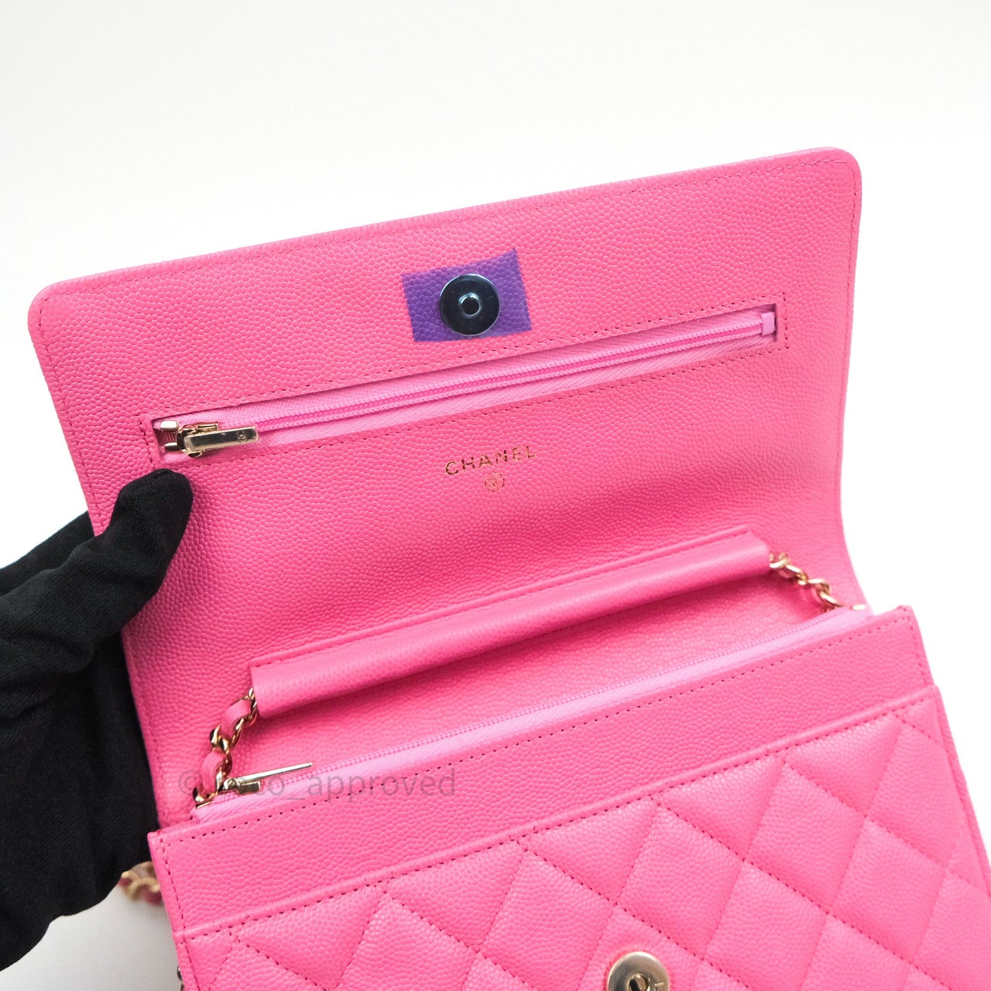 Chanel Caviar Quilted Wallet on Chain WOC Pink Light Gold Hardware 20S