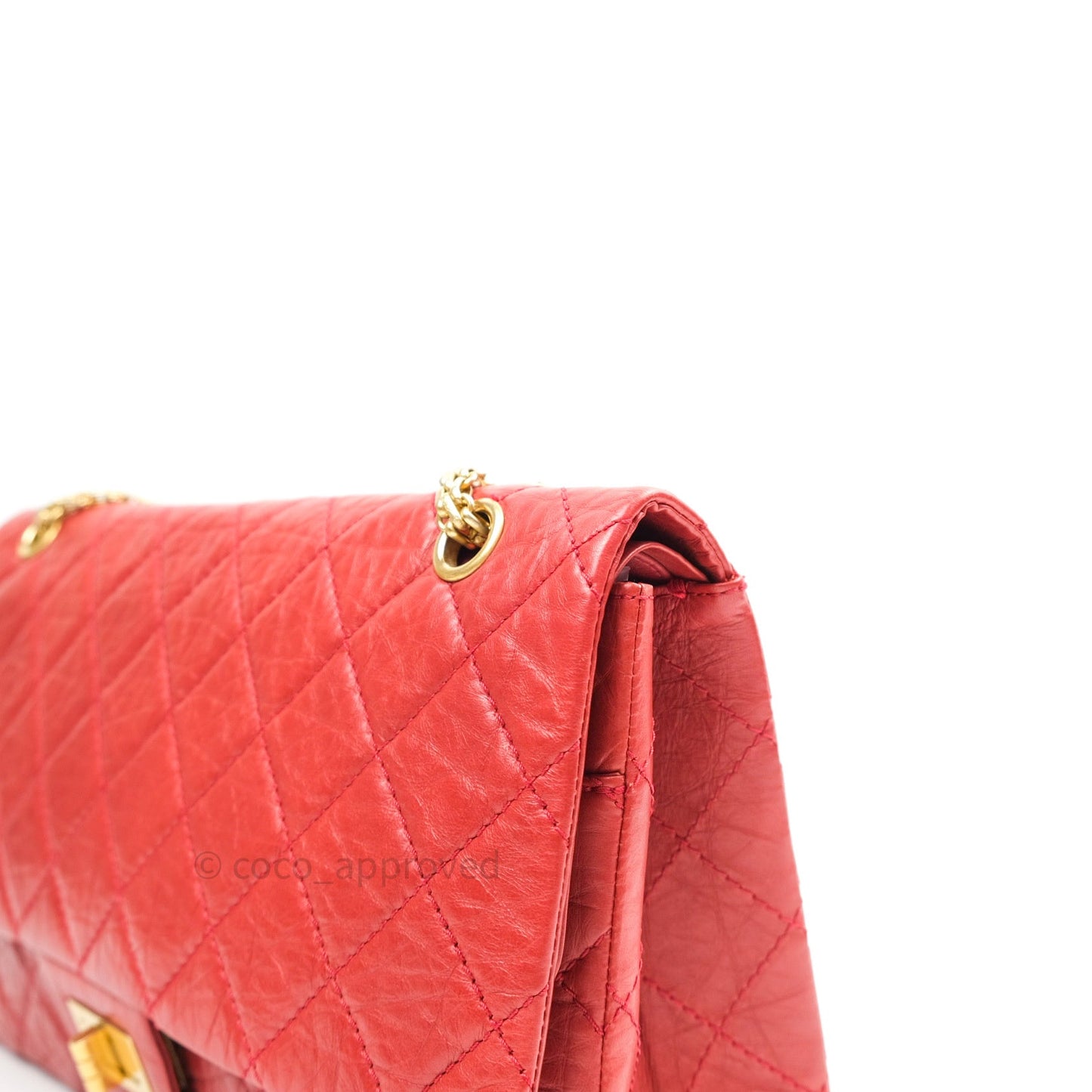 Chanel Reissue Quilted Aged Calfskin Coral Red Ruthenium Hardware 227