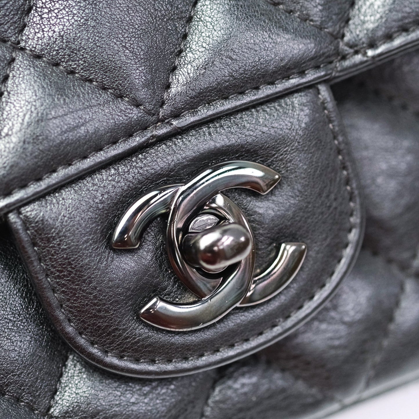 Chanel Quilted Mini Rectangular Flap So Black Crumpled Calfskin