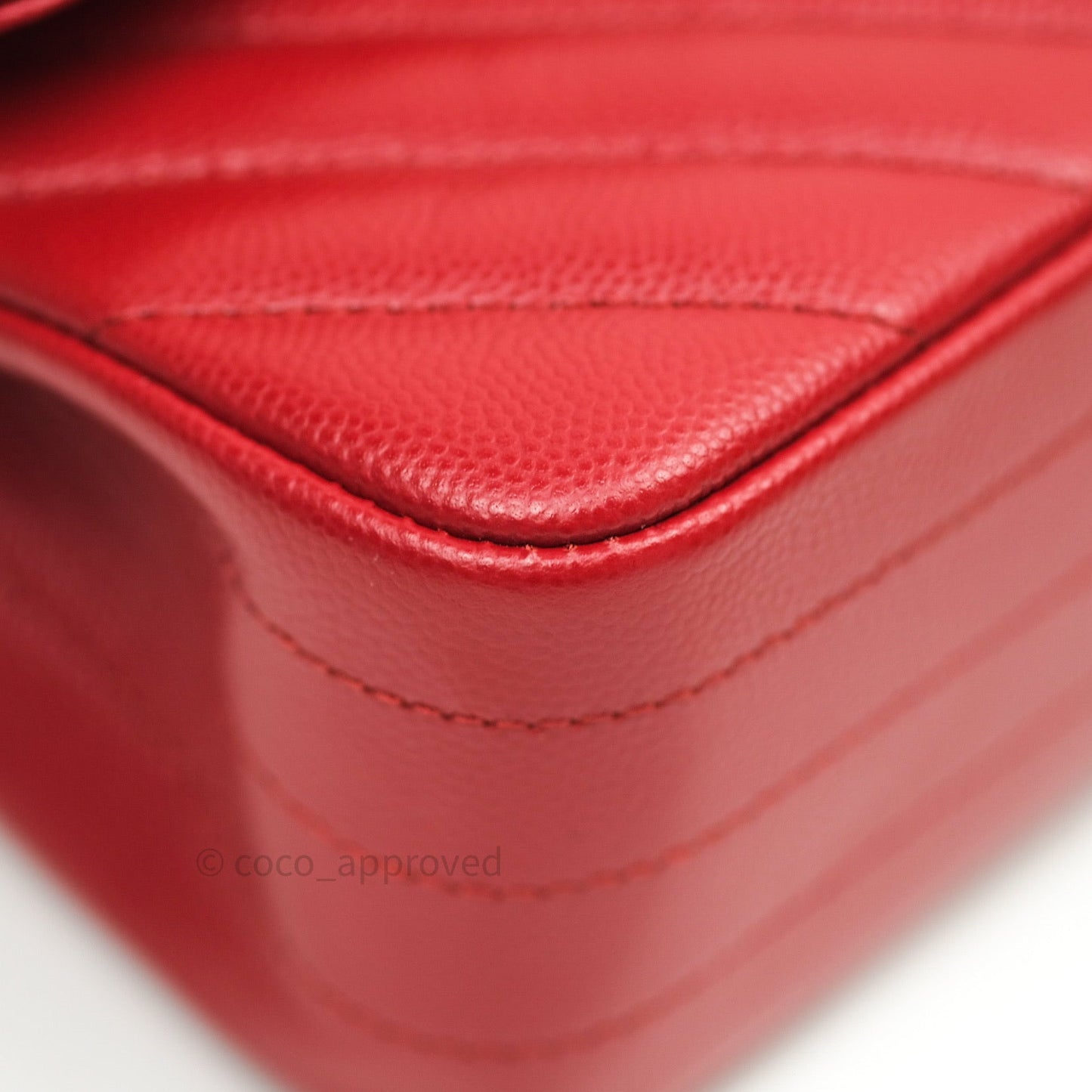 Chanel Quilted M/L Medium Double Flap Red Caviar Silver Hardware 16S
