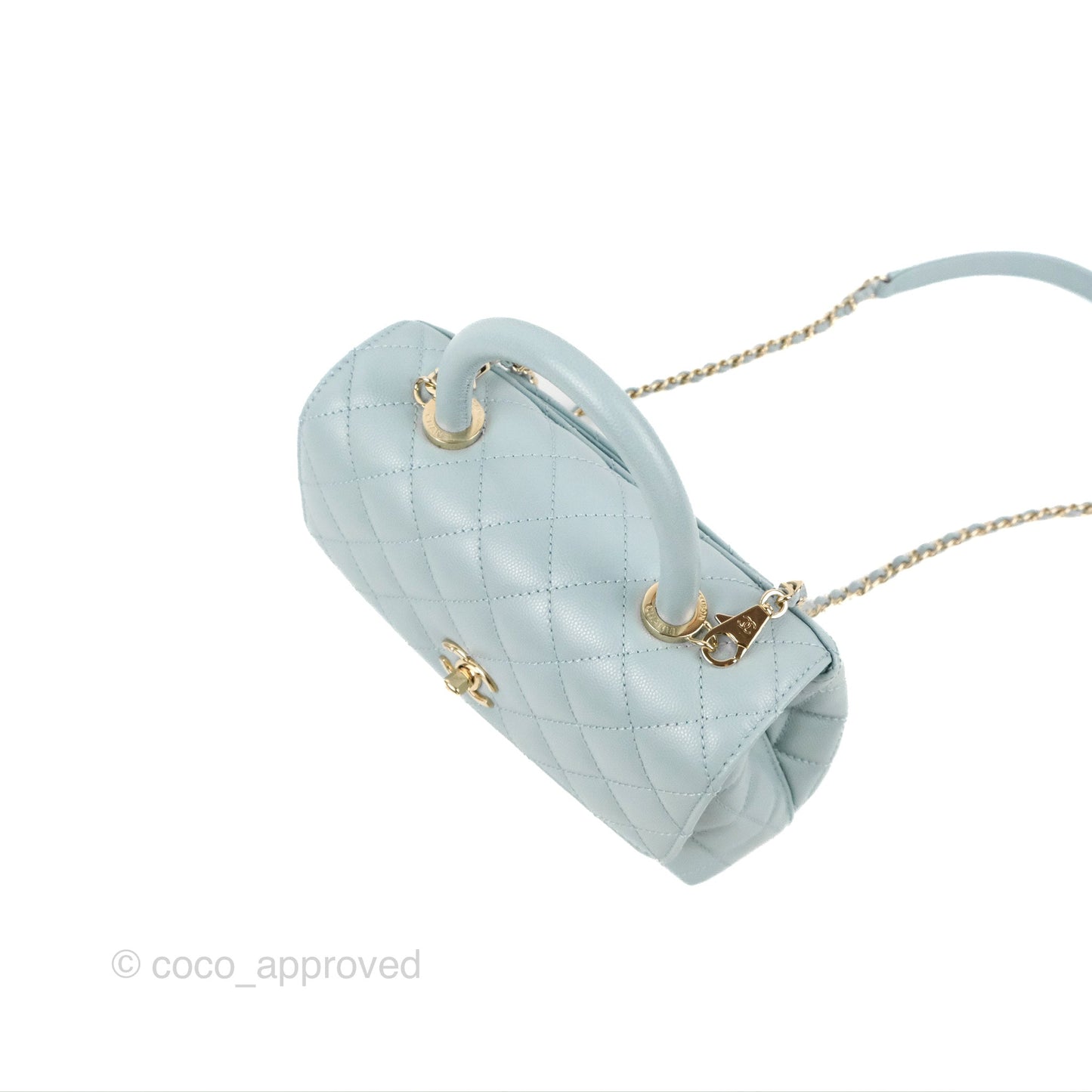 Chanel Small Coco Handle Blue Caviar Gold Hardware