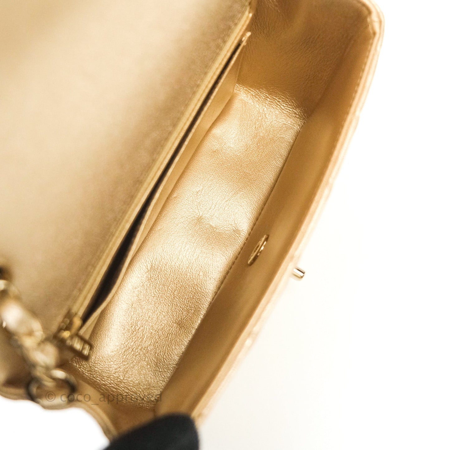 Chanel Quilted Mini Rectangular Iridescent Gold Lambskin Gold Hardware
