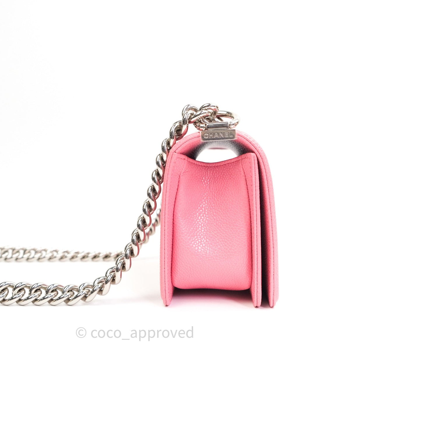 Chanel Small Boy Quilted Pink Caviar Silver Hardware