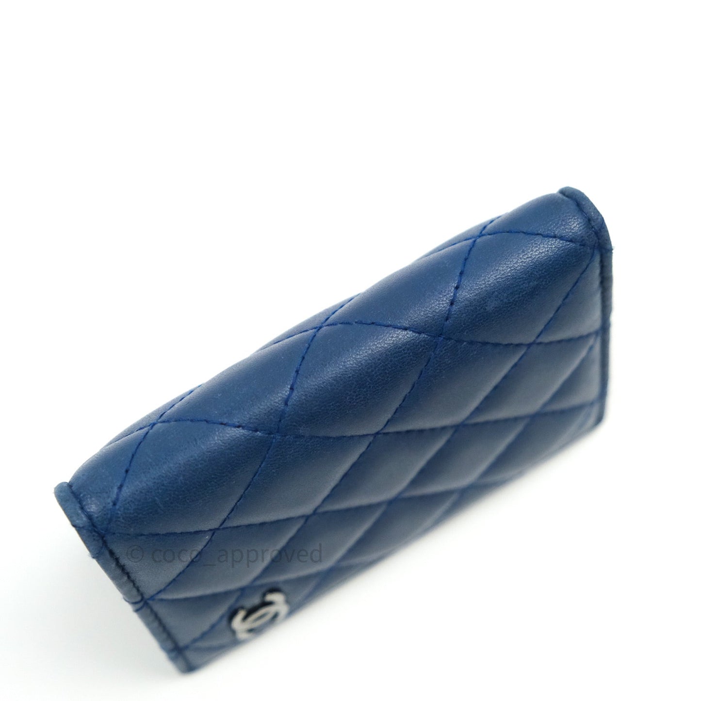 Chanel Blue Card Holder Lambskin Silver Hardware
