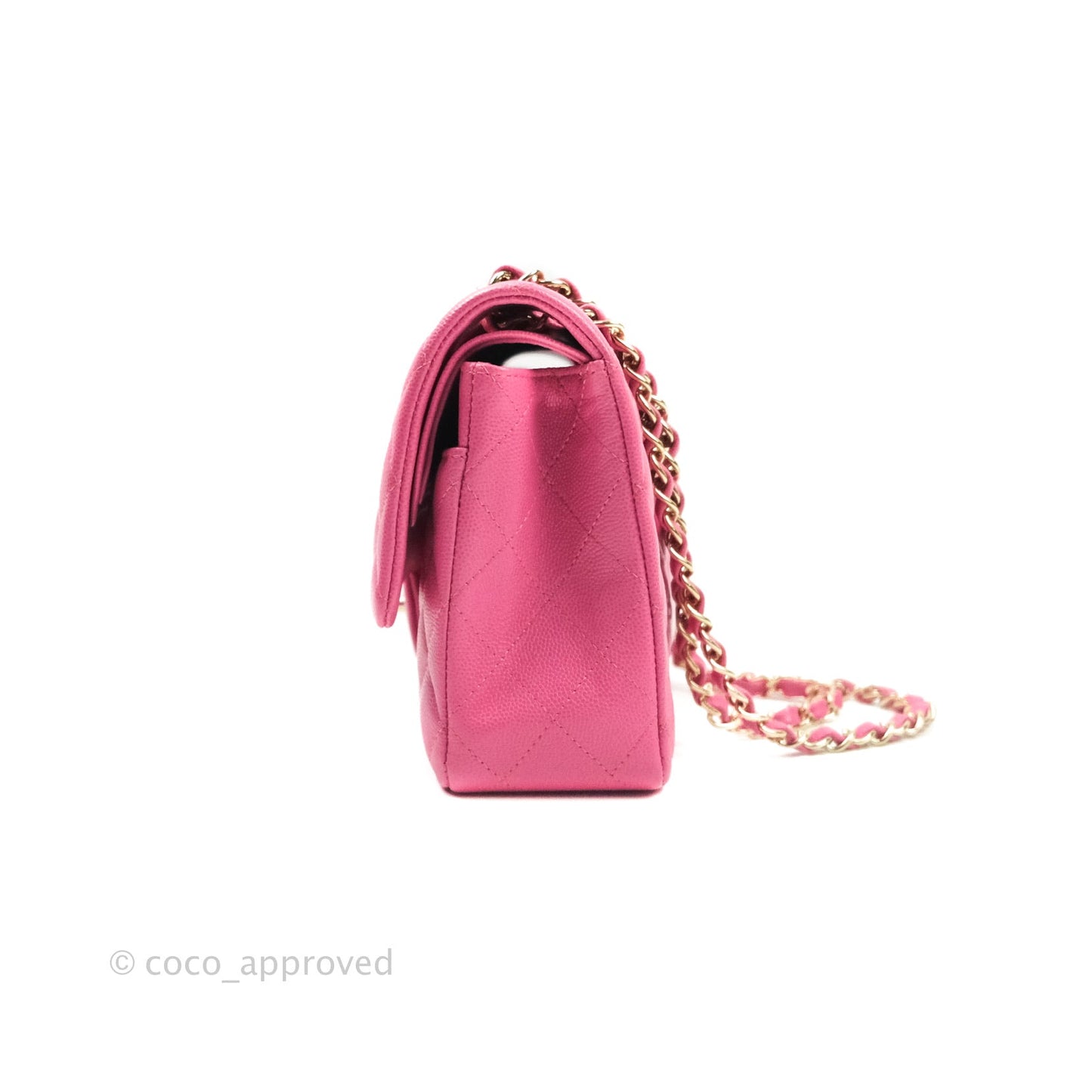 Chanel Classic M/L Medium Double Flap Bag Pink Caviar Gold Hardware 19C