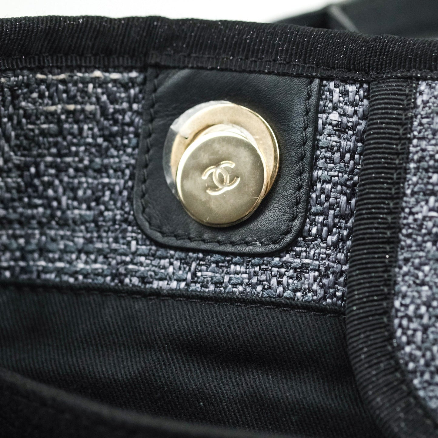 Chanel Large Deauville Charcoal Grey Canvas