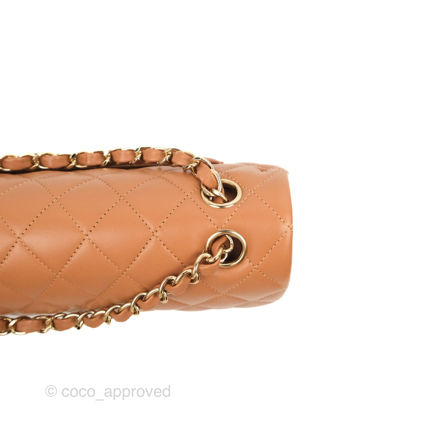 Chanel Small Classic Quilted Flap Dark Beige Caramel Lambskin Gold Hardware
