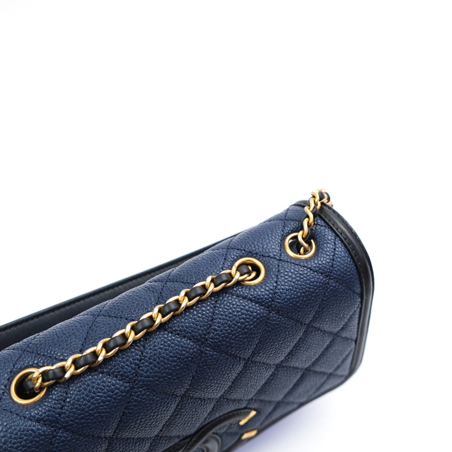 Chanel Caviar Quilted Small CC Filigree Flap Navy Black