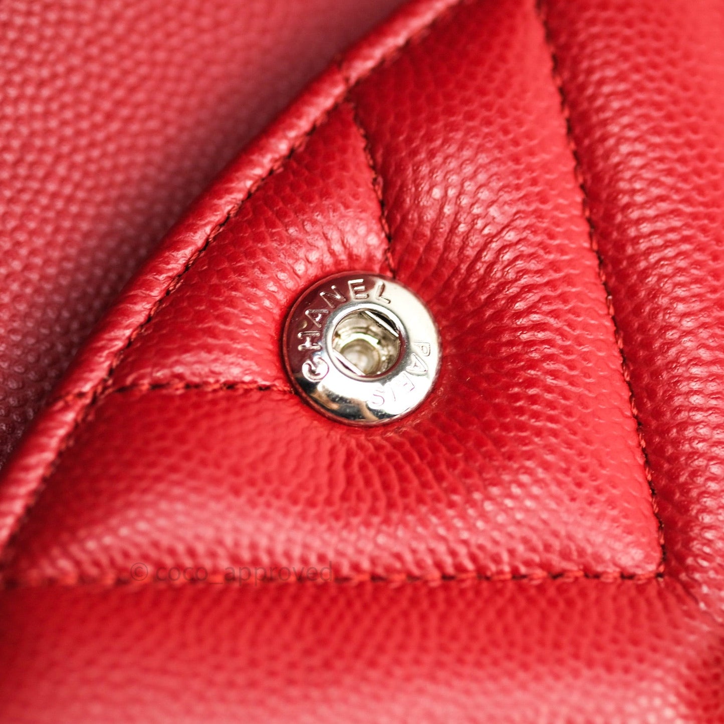 Chanel Quilted M/L Medium Double Flap Red Caviar Silver Hardware 16S