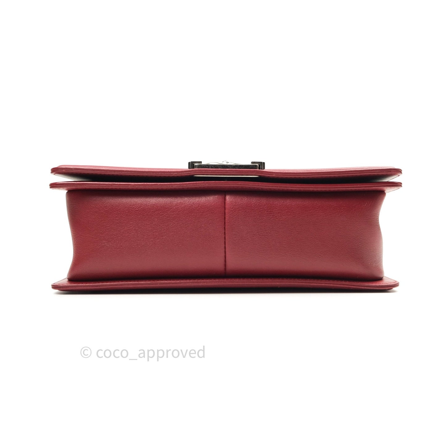 Chanel Boy Chevron Medium Red Calfskin Ruthenium Hardware