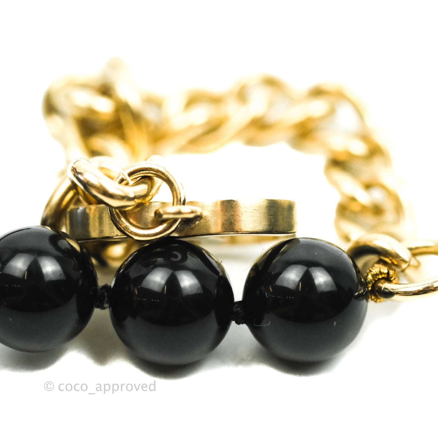 Chanel CC Station Black & Gold Beaded Necklace 16S