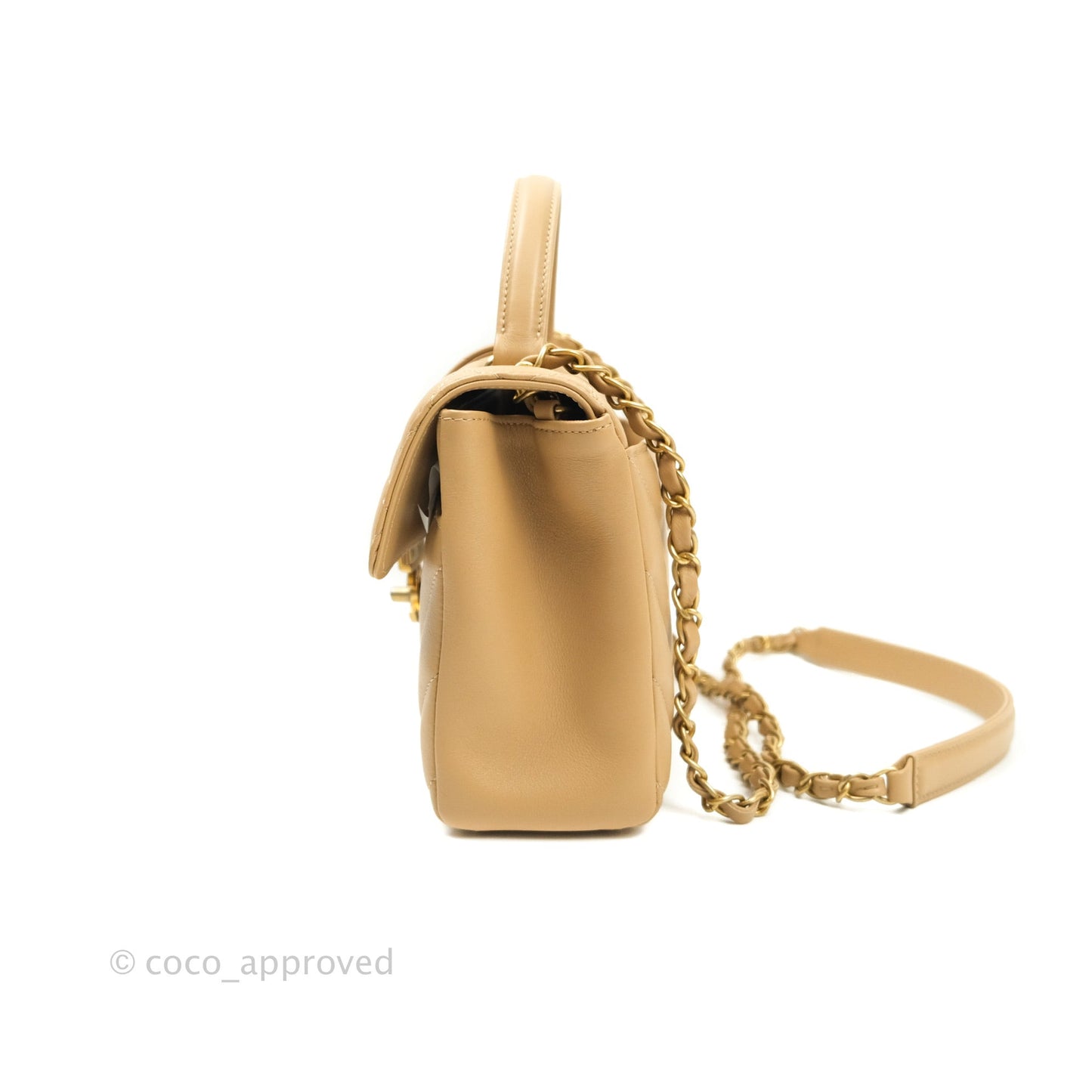 Chanel Quilted Chevron In The City Bag Beige Calfskin Aged Gold Hardware