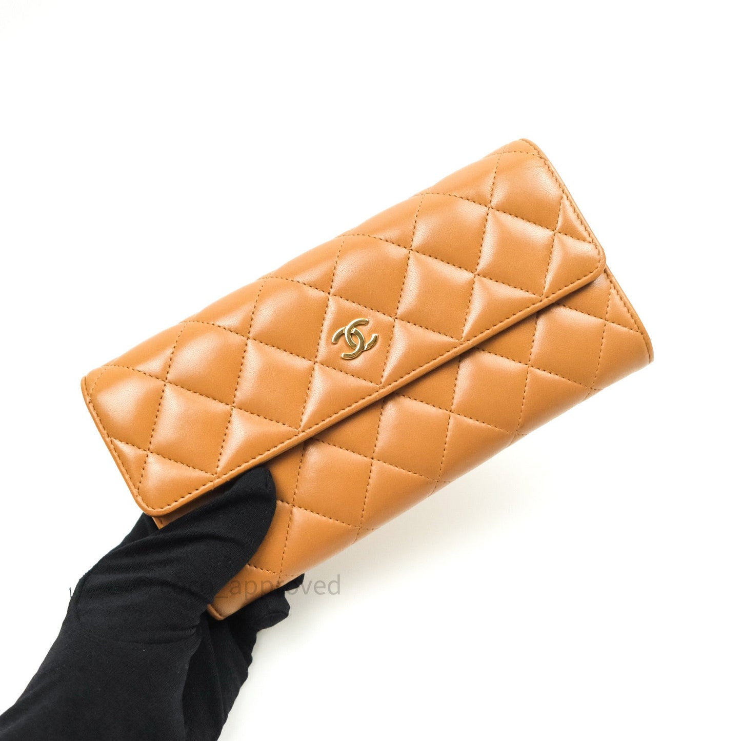 Chanel Dark Beige Lambskin Gold Hardware Long Wallet