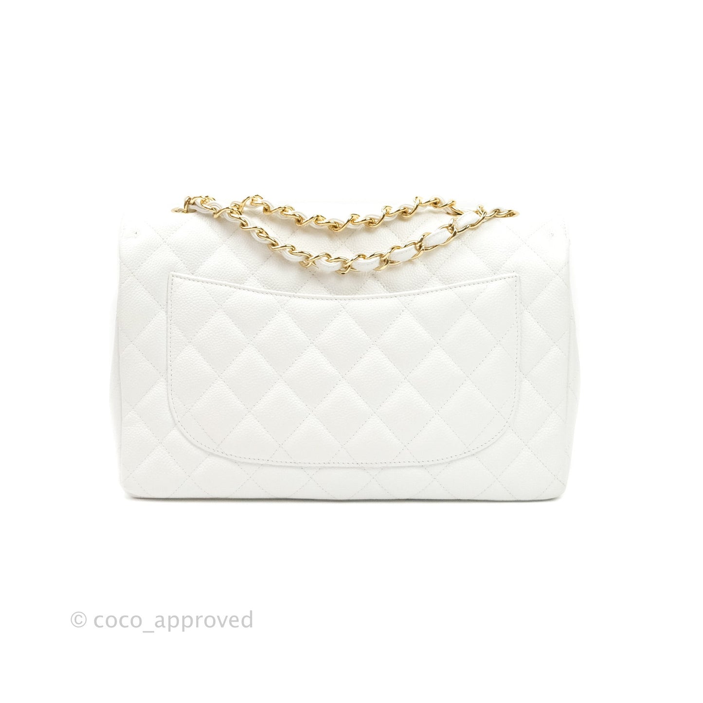 Chanel Jumbo Single Flap White Caviar Gold Hardware⁣⁣
