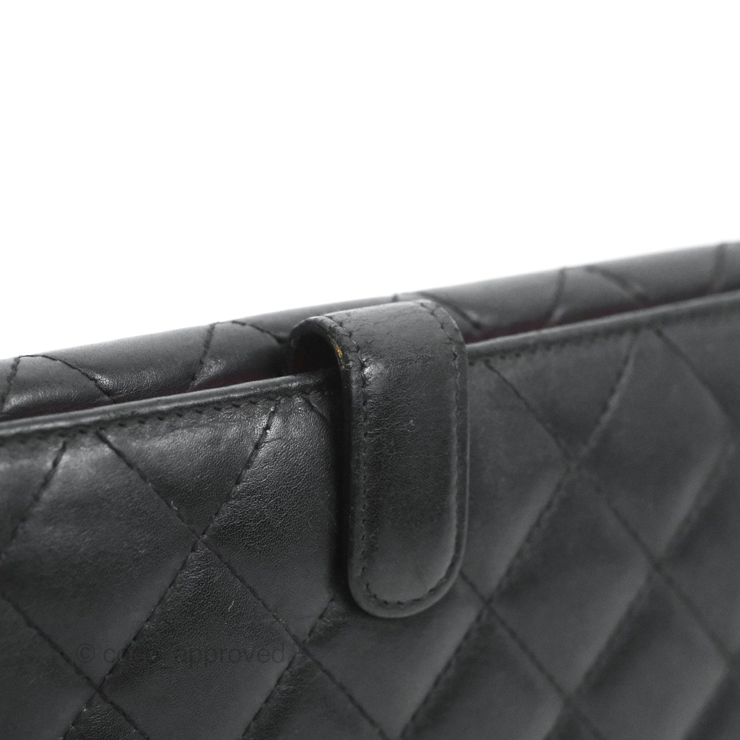 Chanel Quilted Cambon Ligne Flap Wallet Black Lambskin Patent