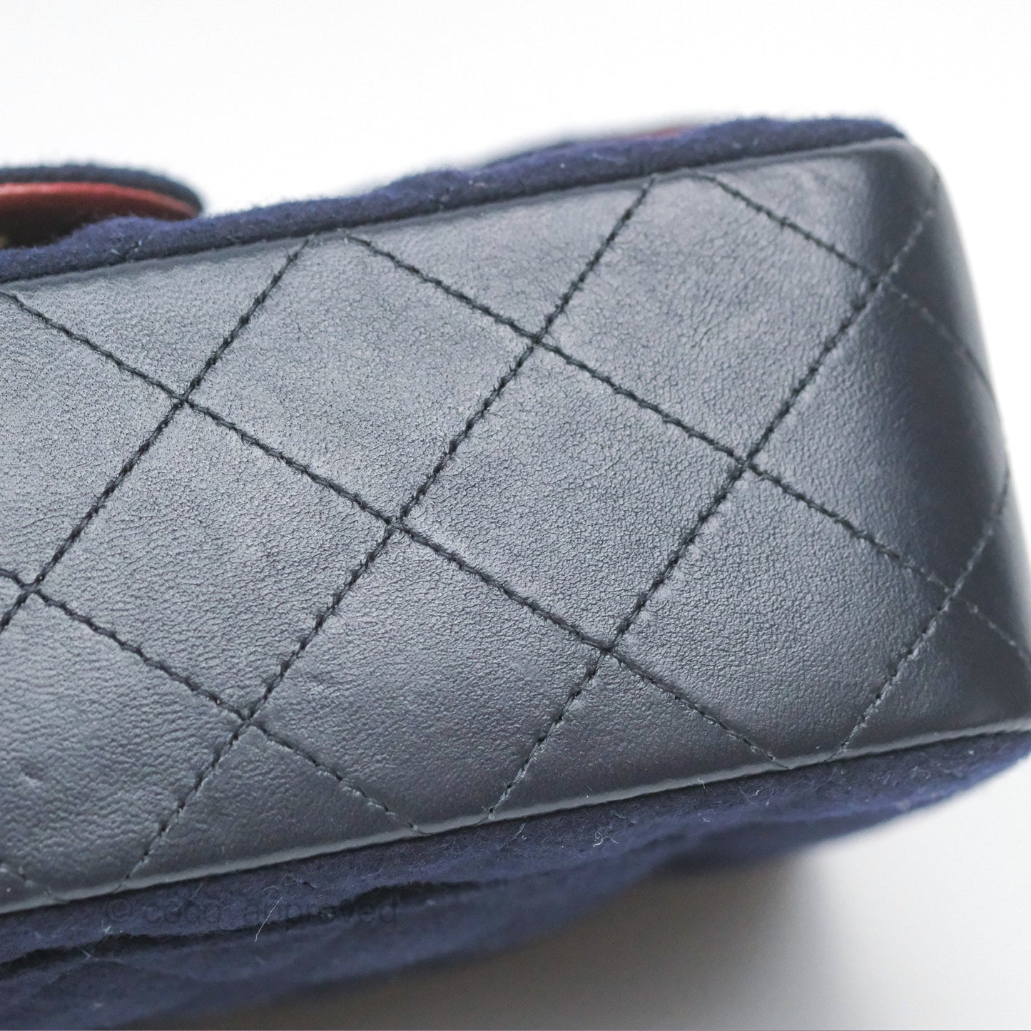 Chanel Paris Hamburg Charms Mini Rectangular Flap Navy Wool Lambskin