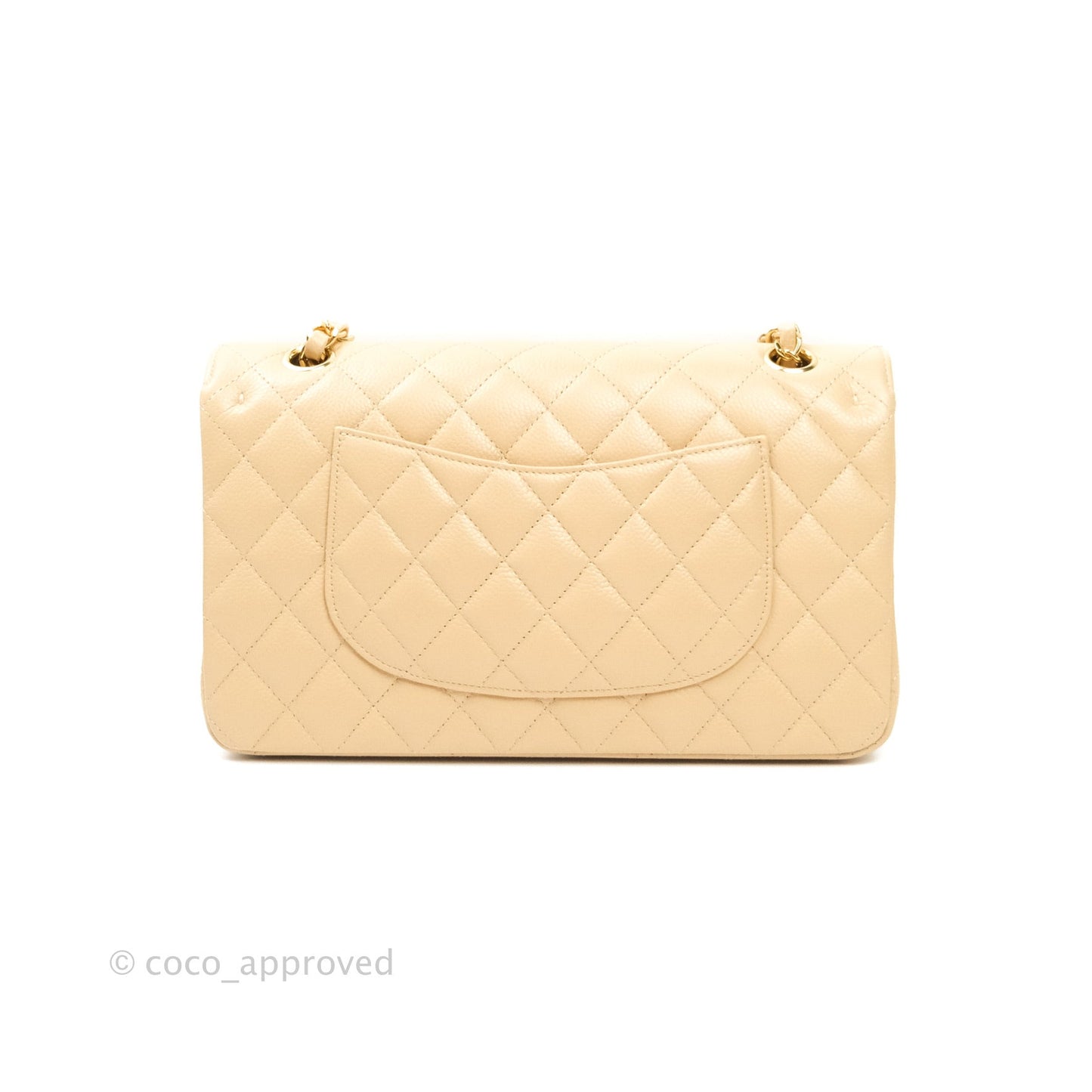 Chanel Classic M/L Medium Double Flap Bag Beige Caviar Gold Hardware