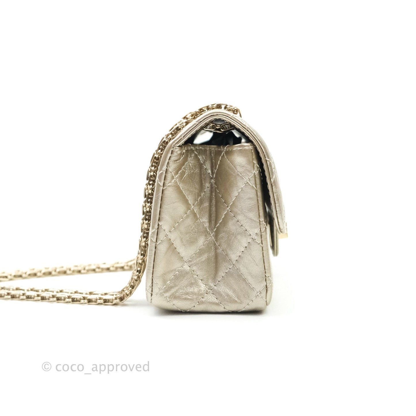 Chanel Mini Reissue 224 Metallic Light Gold Aged Calfskin Gold Hardware