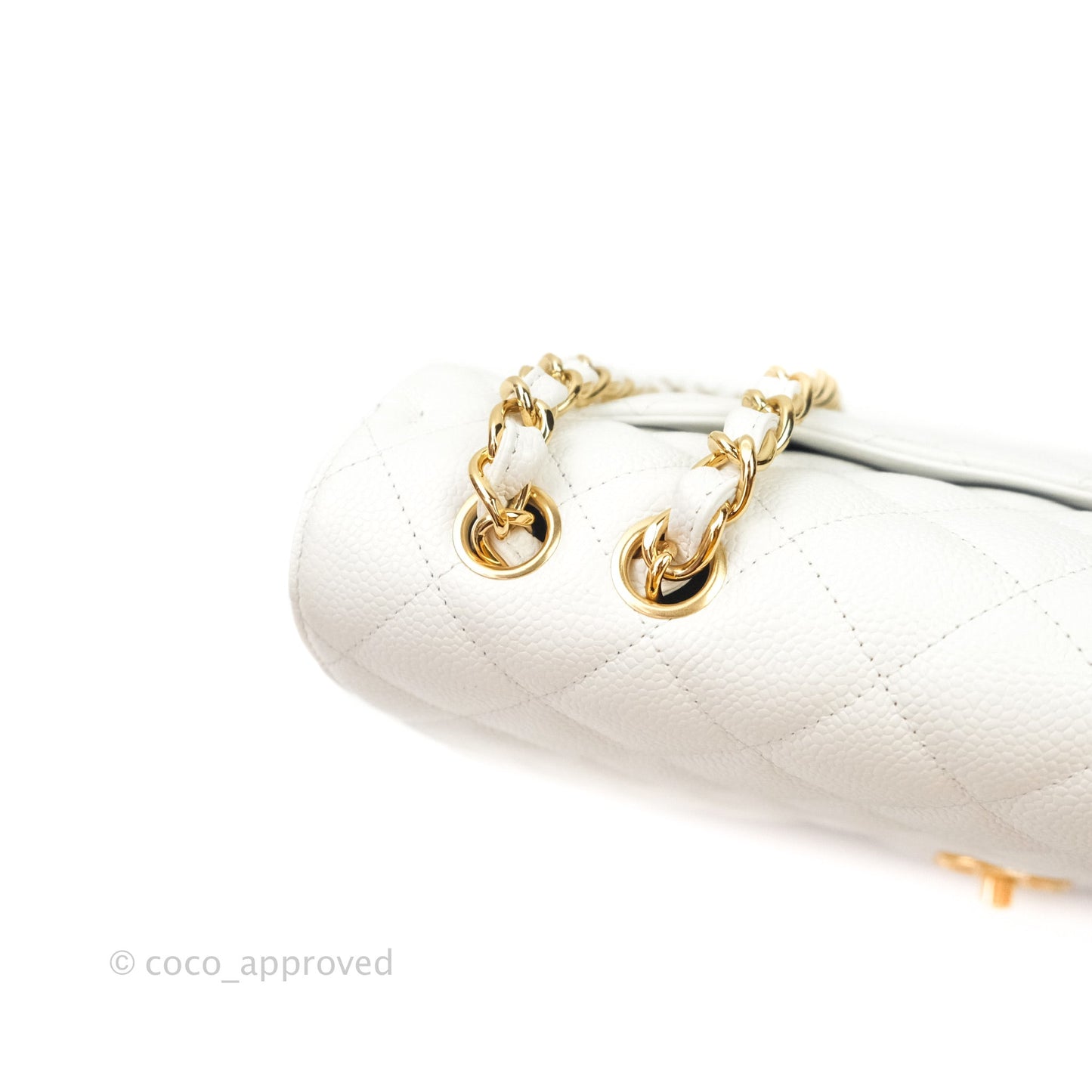 Chanel Jumbo Single Flap White Caviar Gold Hardware⁣⁣