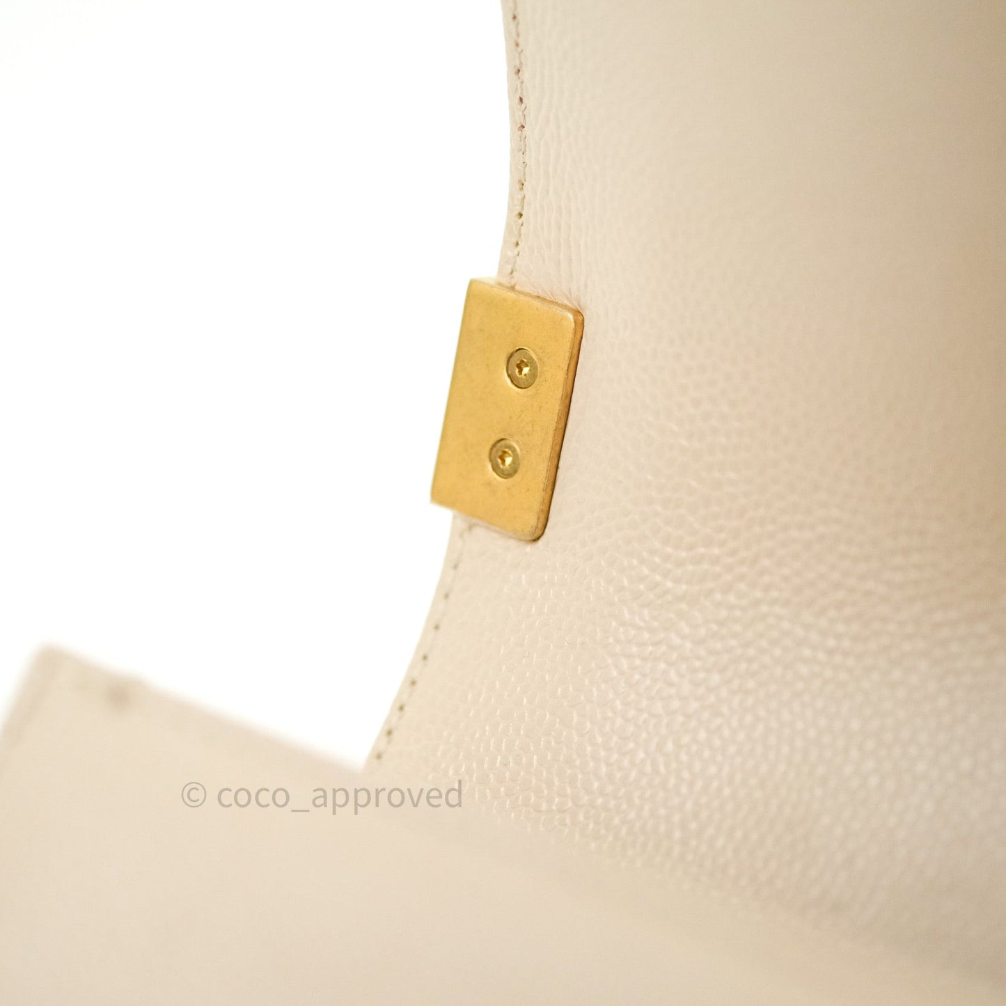 Chanel Boy Chevron Medium Beige Caviar Gold Hardware