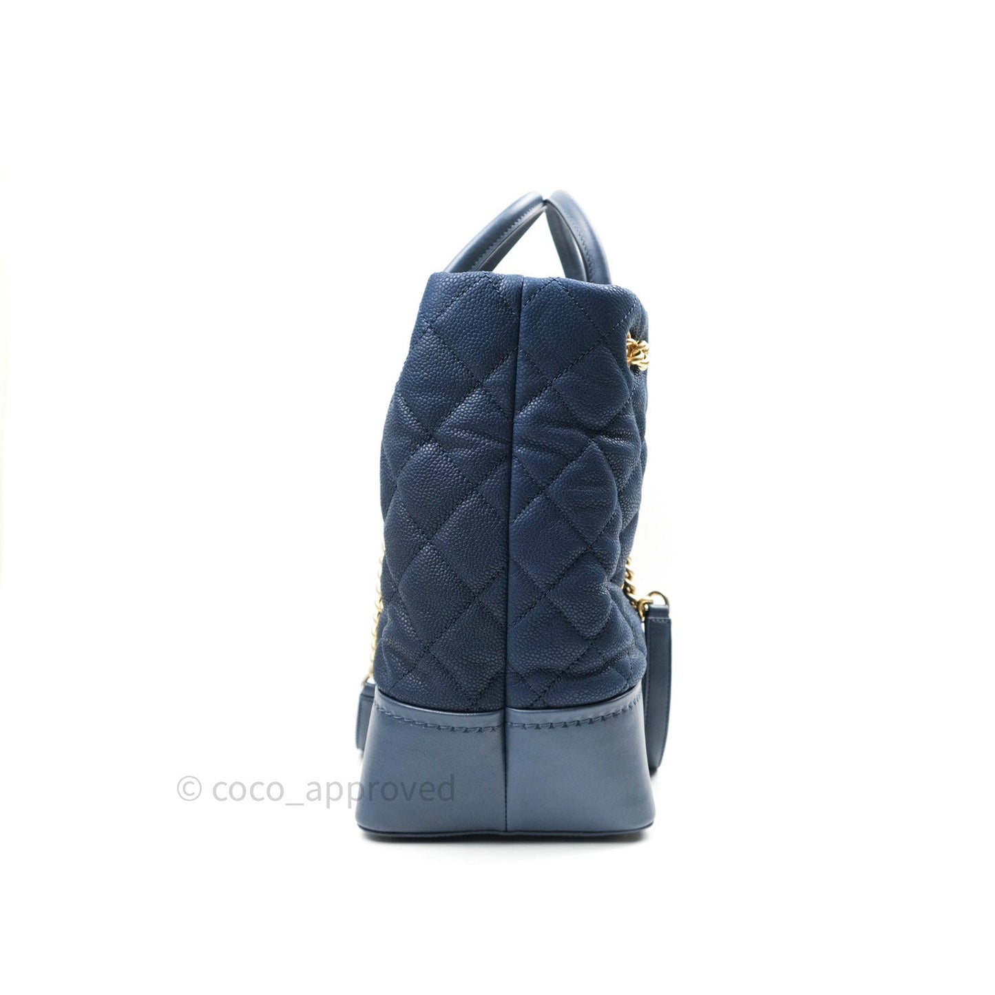 Chanel Iridescent Caviar Quilted Globe Trotter Shopping Tote Blue