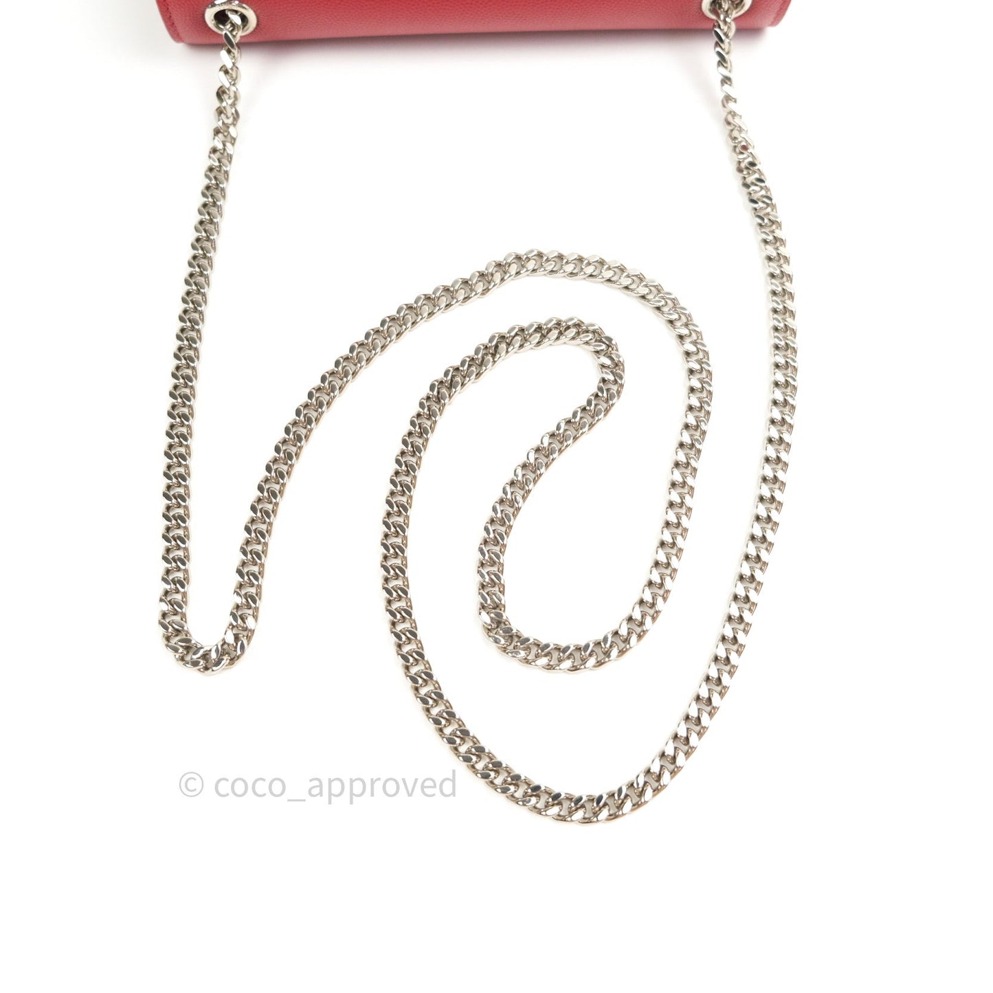 Saint Laurent Grained Calfskin Small Classic Monogram Kate Tassel Satchel Red