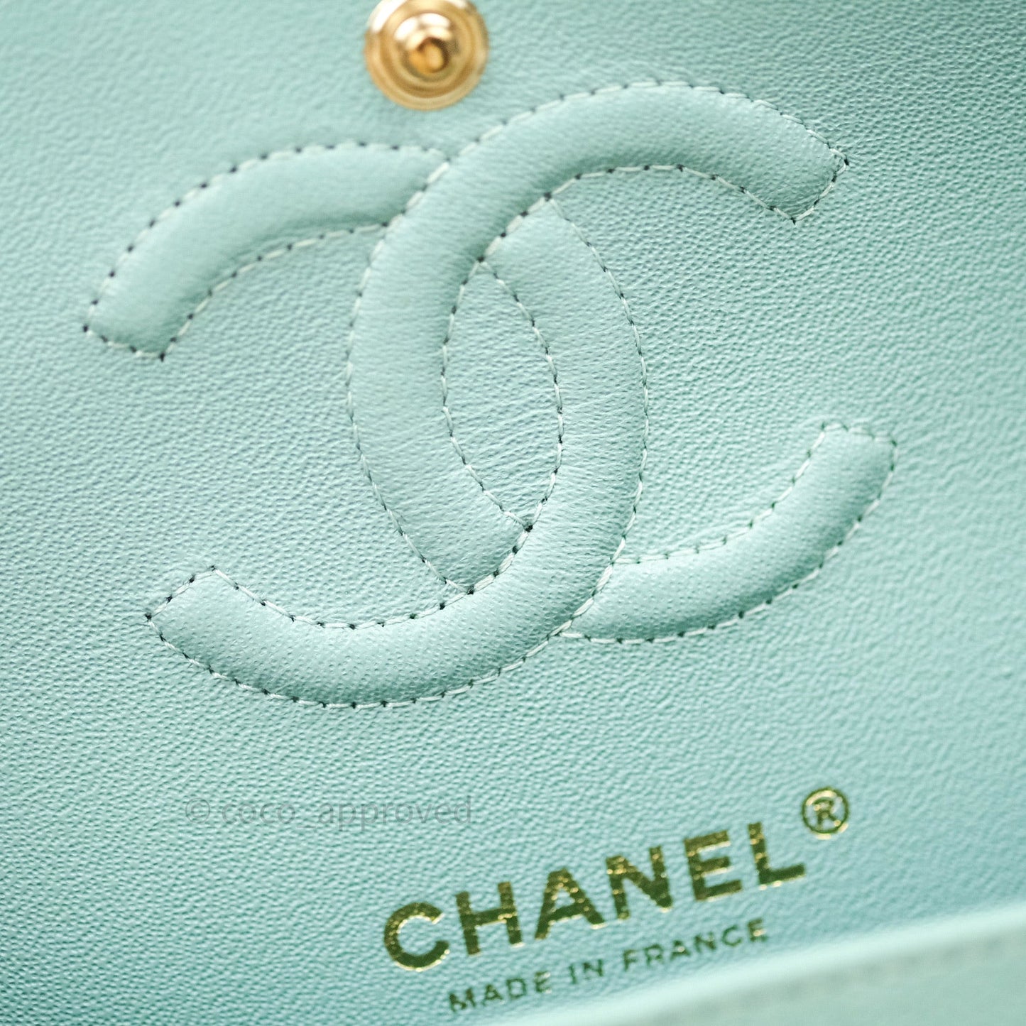 Chanel Classic Small S/M Flap Tiffany Blue Caviar Light Gold Hardware