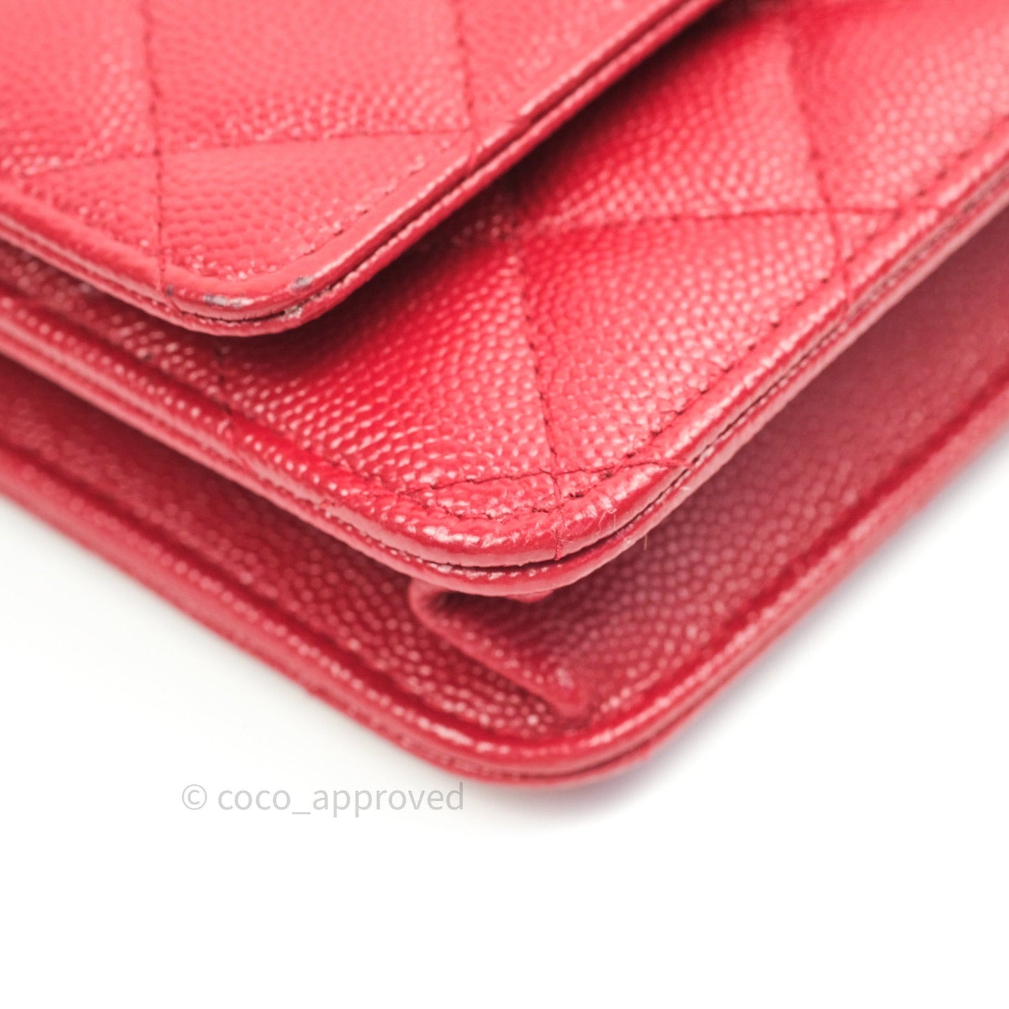 Chanel Quilted Wallet on Chain WOC Red Caviar Gold Hardware 17B