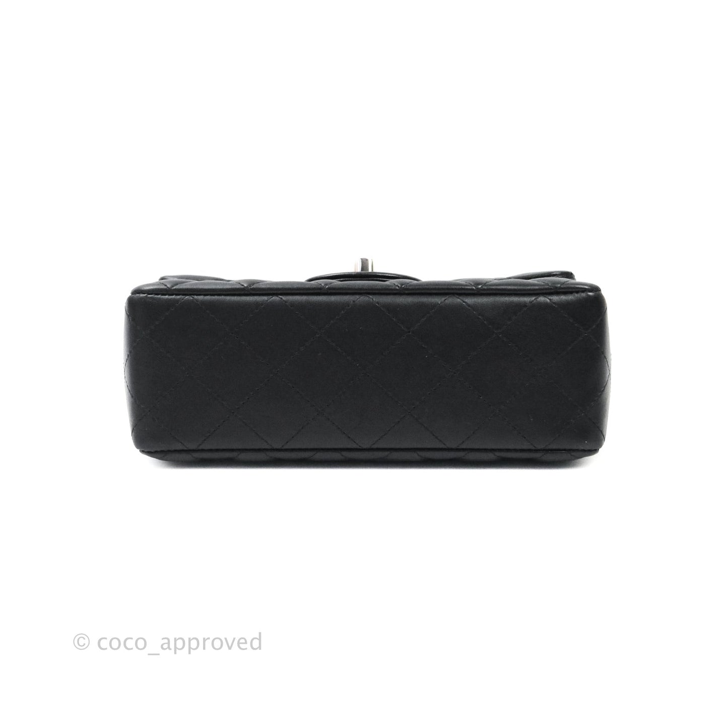 Chanel Quilted Mini Rectangular Black Lambskin Silver Hardware