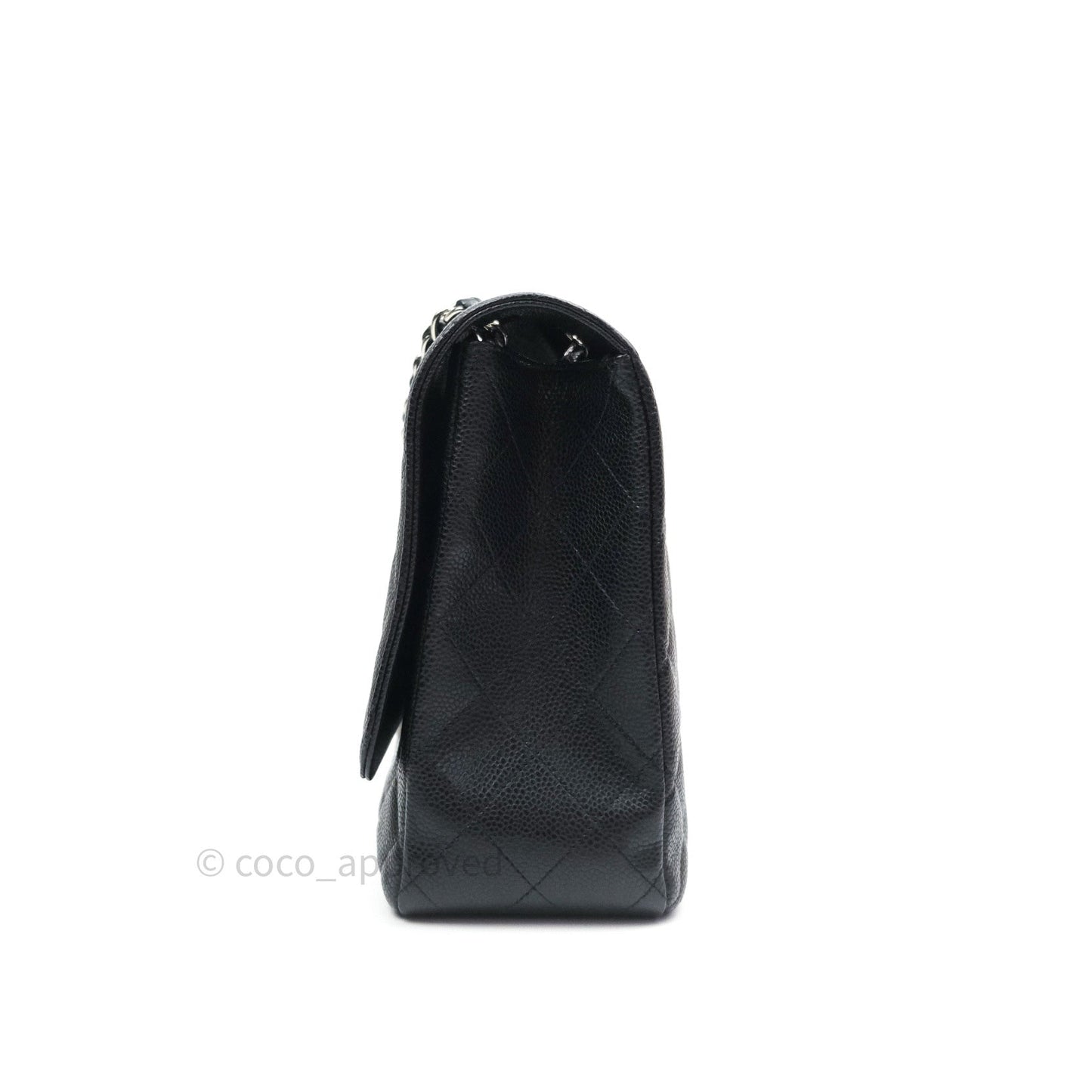 Chanel Classic Maxi Single Flap Quilted Black Caviar Silver Hardware