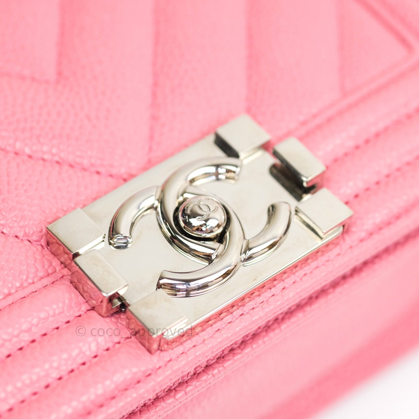 Chanel Small Boy Quilted Pink Caviar Silver Hardware
