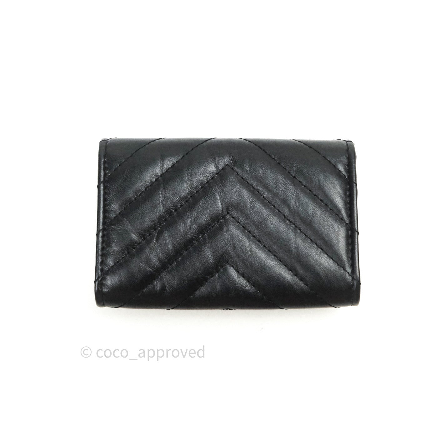 Chanel Aged Calfskin Chevron Reissue Card Holder Wallet So Black