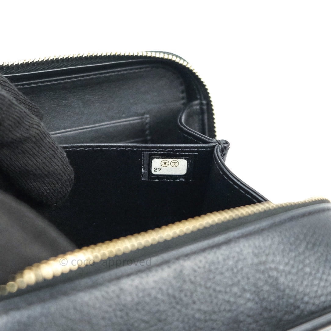Chanel Quilted CC Filigree Vanity Clutch With Chain Black Caviar