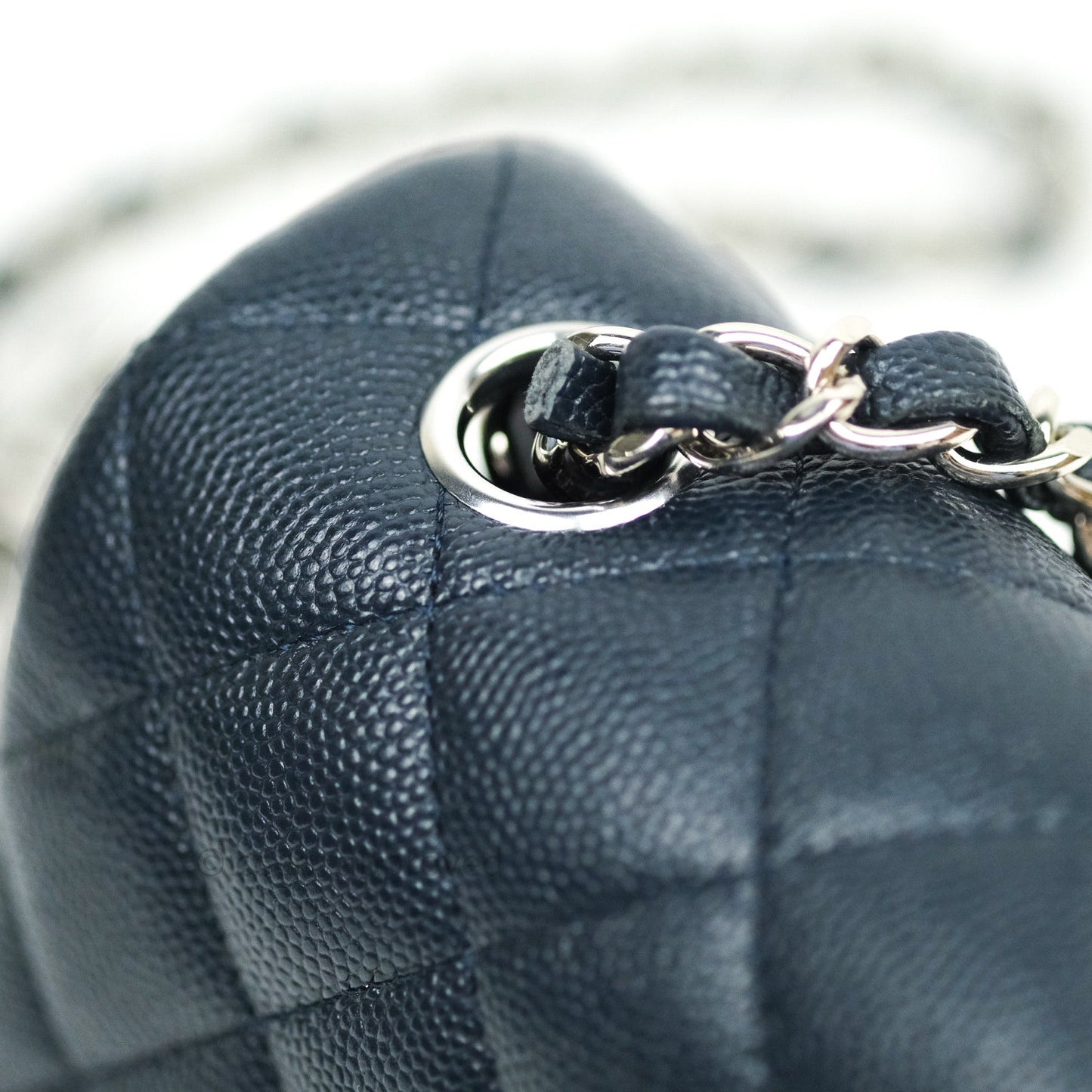 Chanel Quilted Mini Rectangular Navy Caviar Silver Hardware