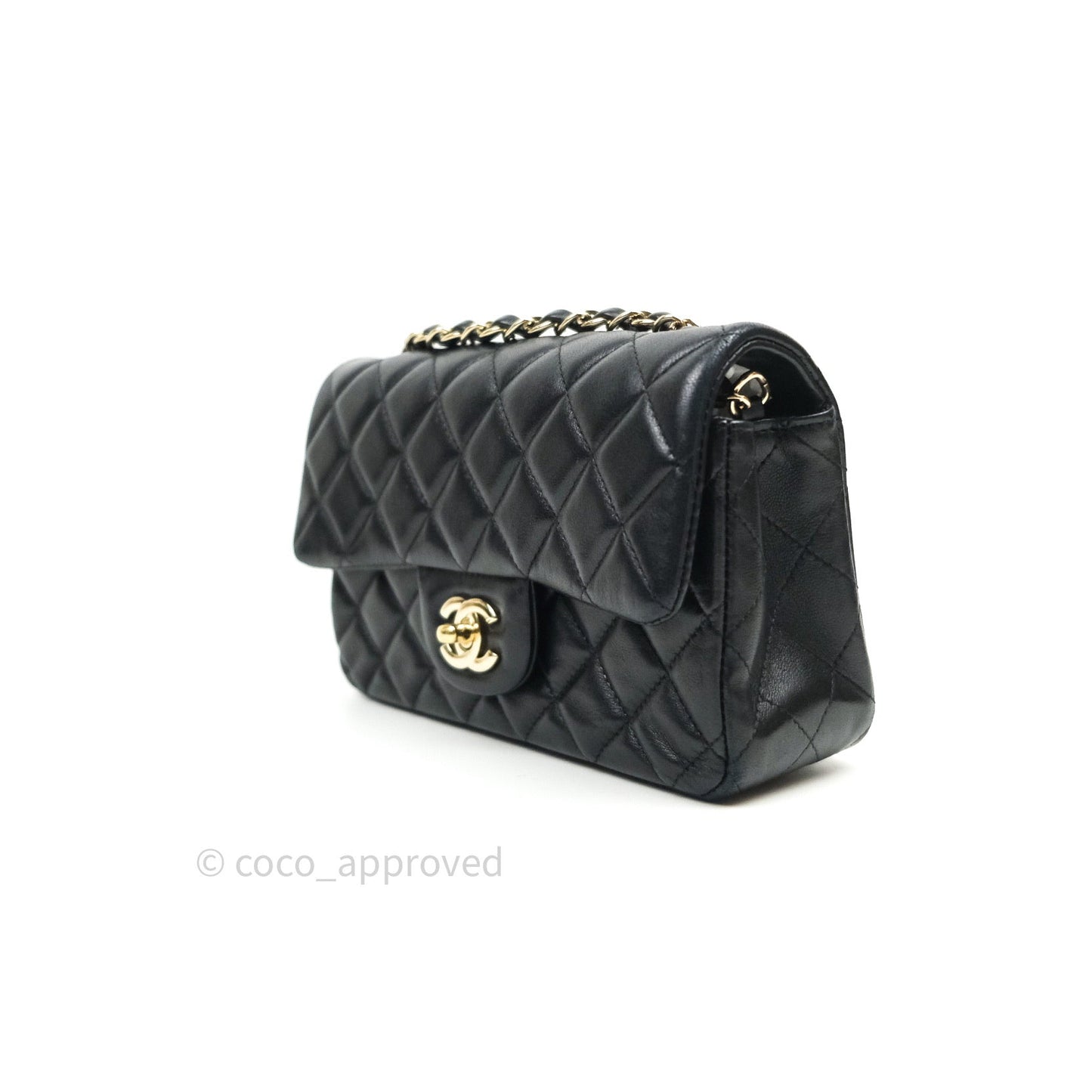 Chanel Quilted Mini Rectangular Black Lambskin Gold Hardware
