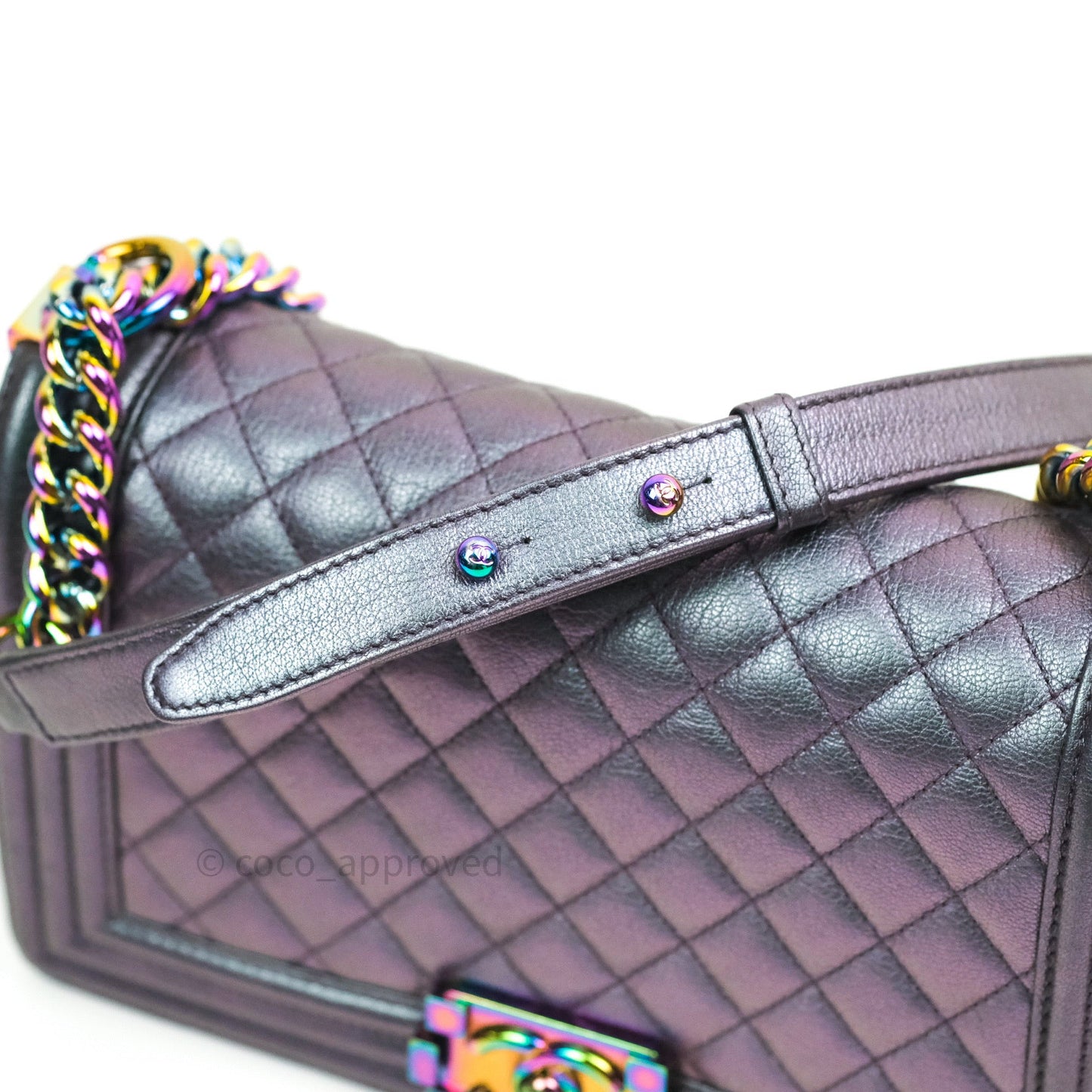 Chanel Purple Mermaid Iridescent Medium Calfskin Boy Bag