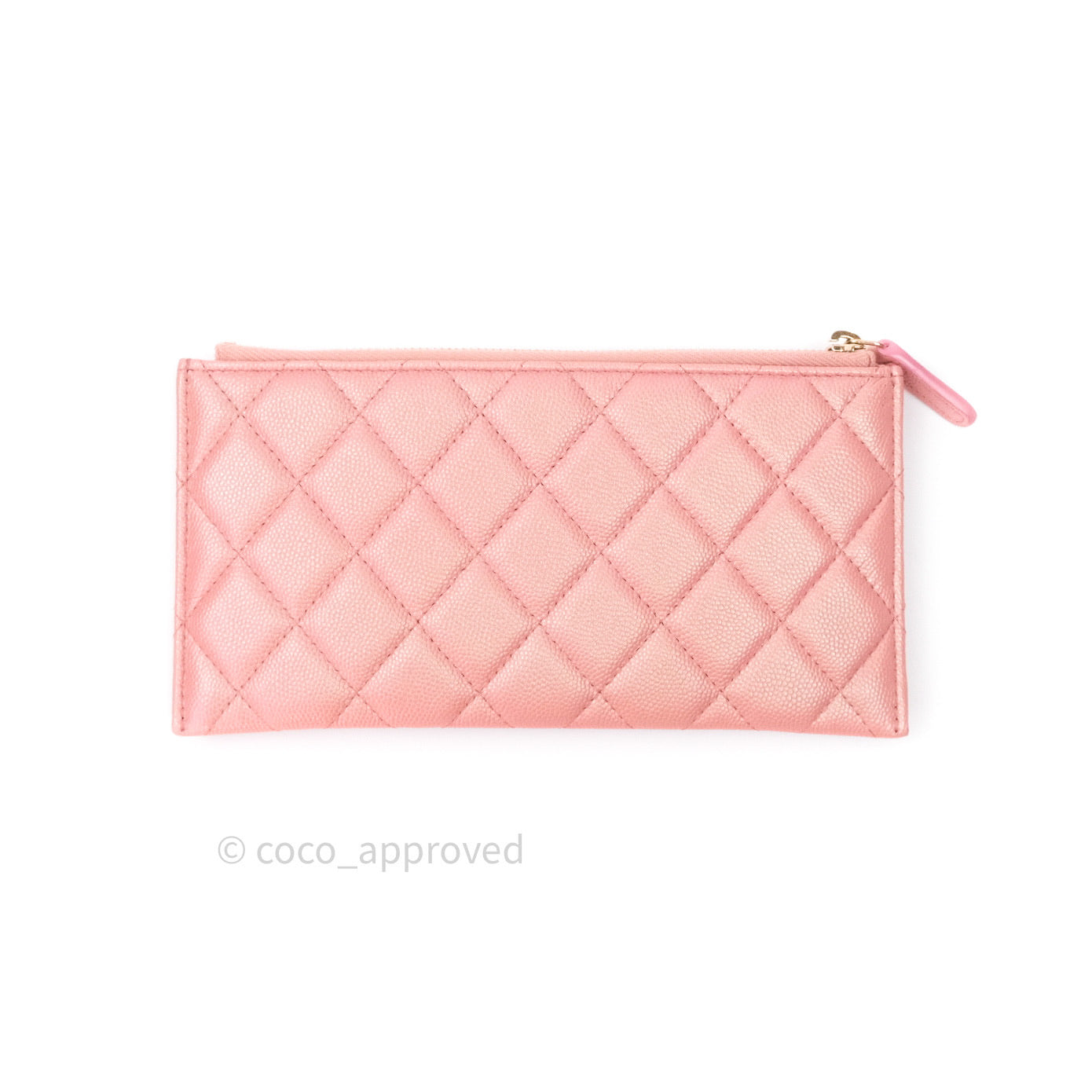 Chanel Iridescent Caviar O Case Phone Case Pouch Card Holder Pink Light Gold Hardware