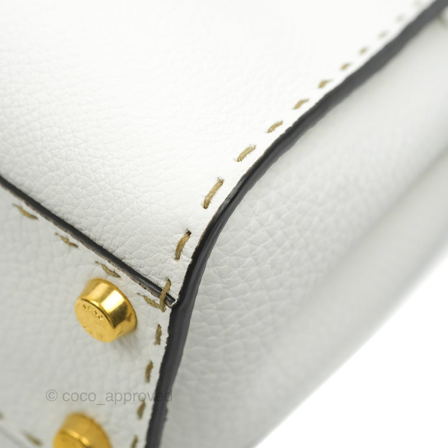 Fendi Peekaboo Mini White Grained Leather Gold Hardware