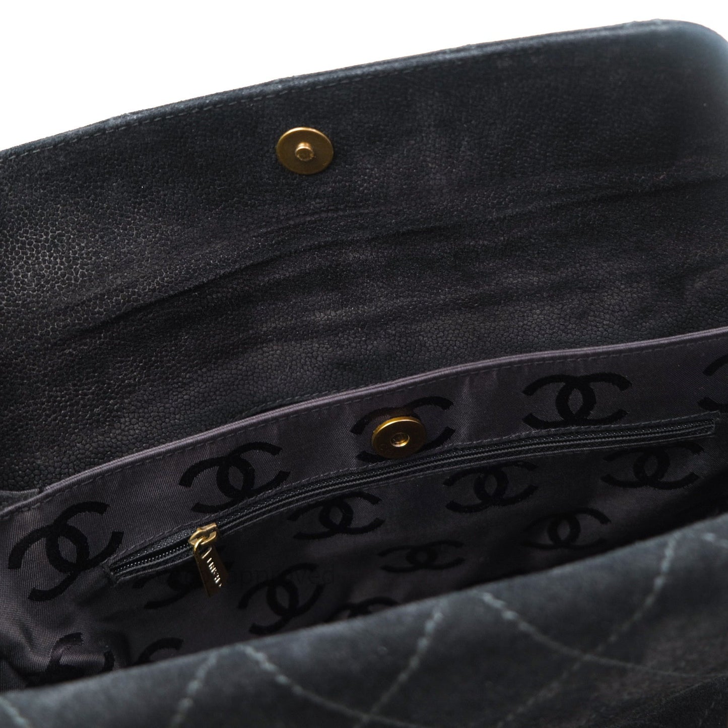 Chanel Vintage Tote Bag Black Gold Hardware